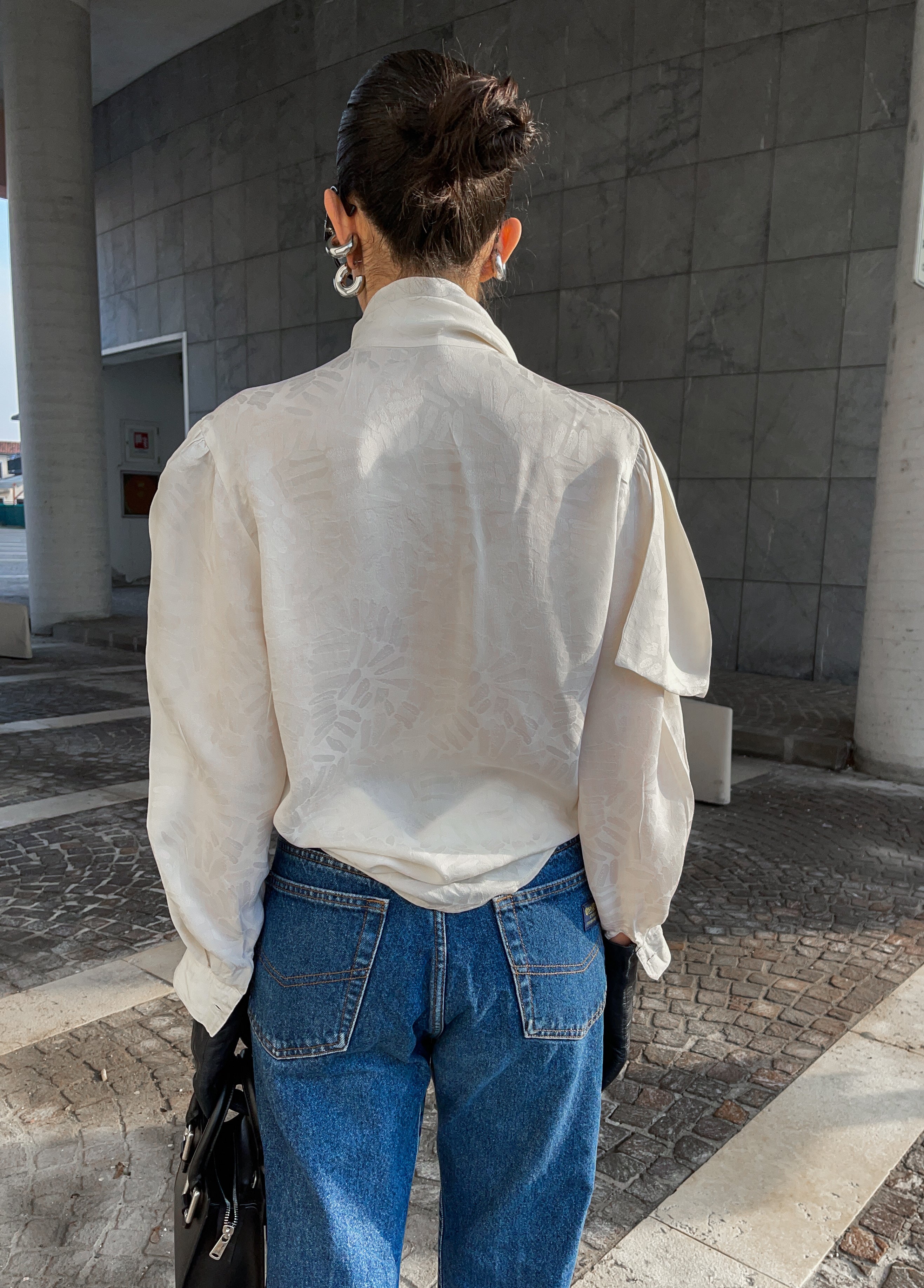 Bow silk top