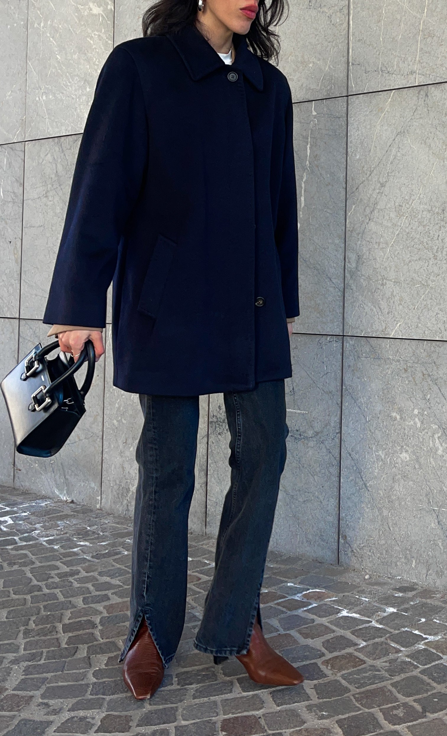 CINIZIA ROCCA 100 cashmere blue coat