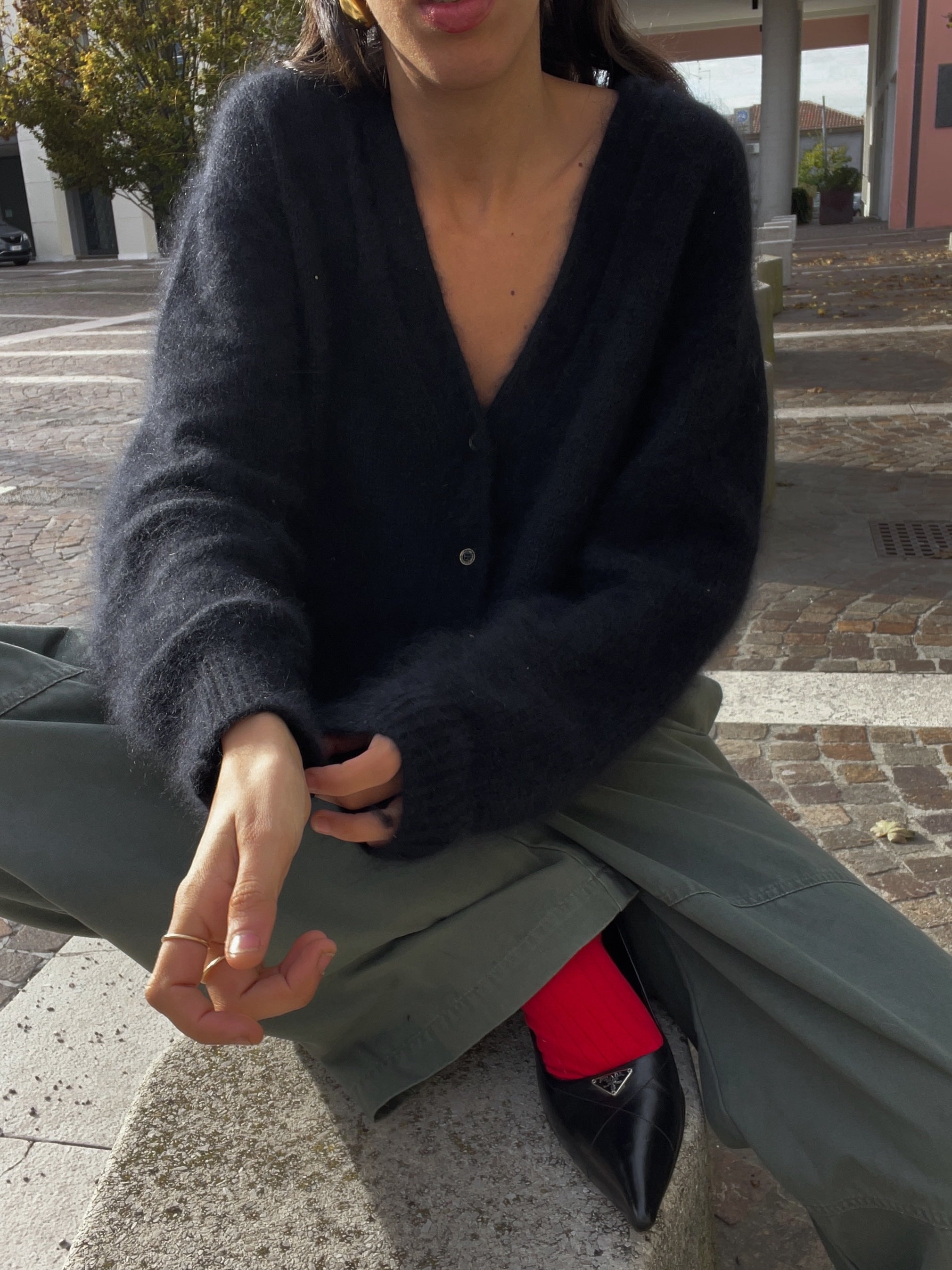 Angora black cropped cardigan
