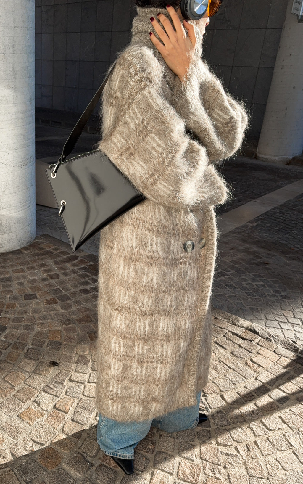 Mohair wool maxi coat