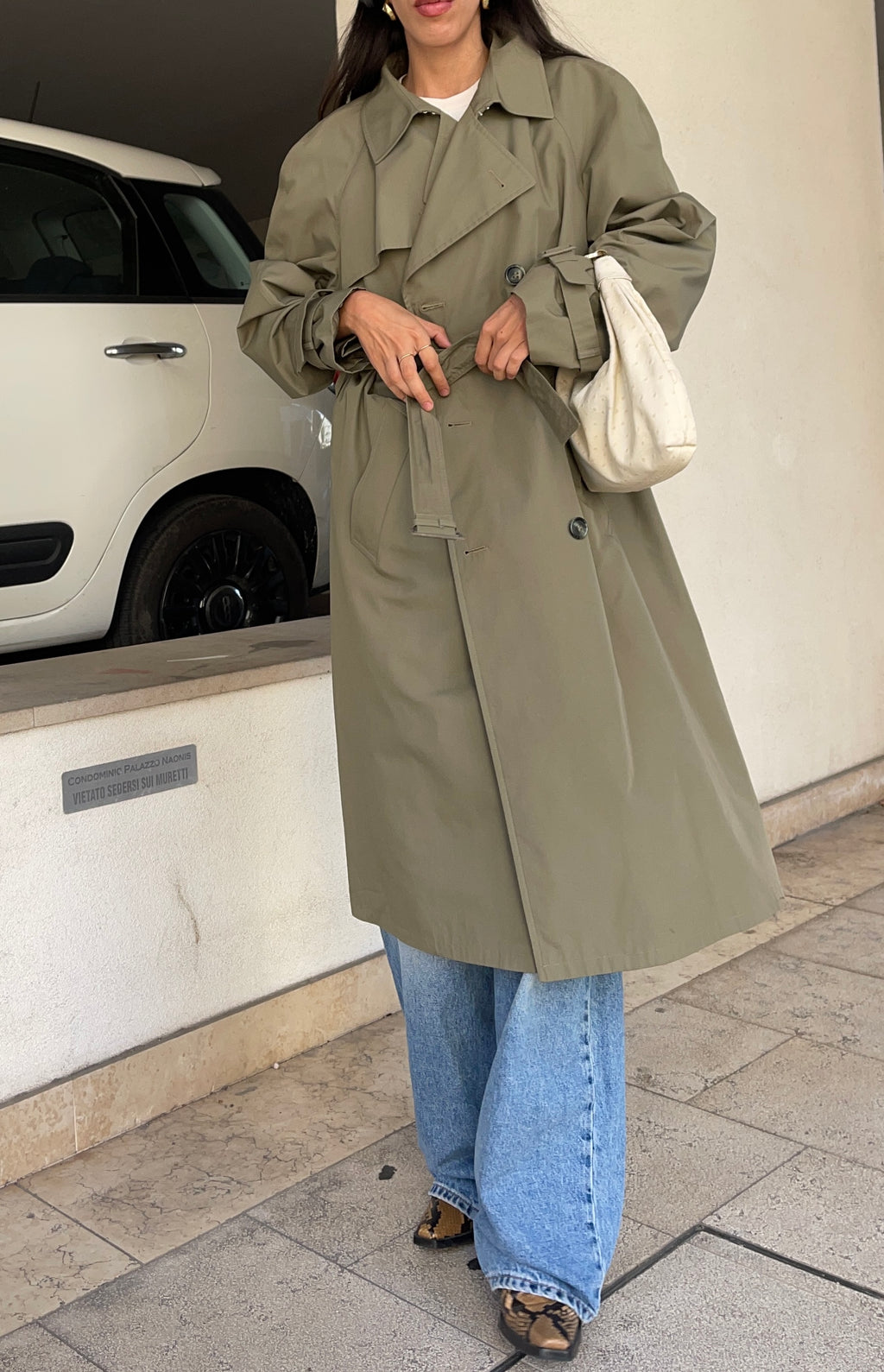 Green trench coat