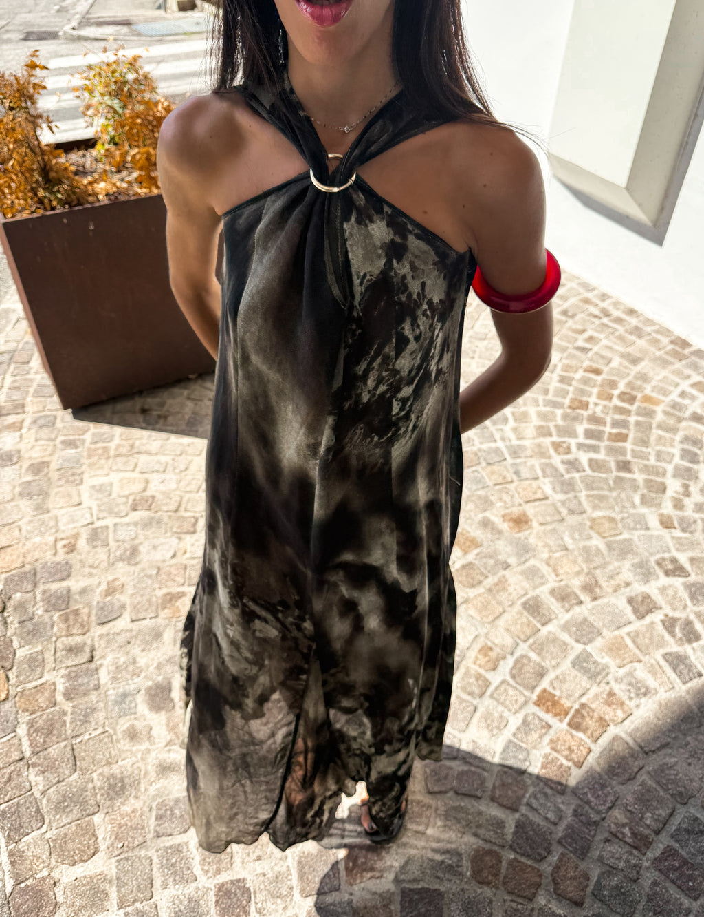 Printed Semi sheer long dress