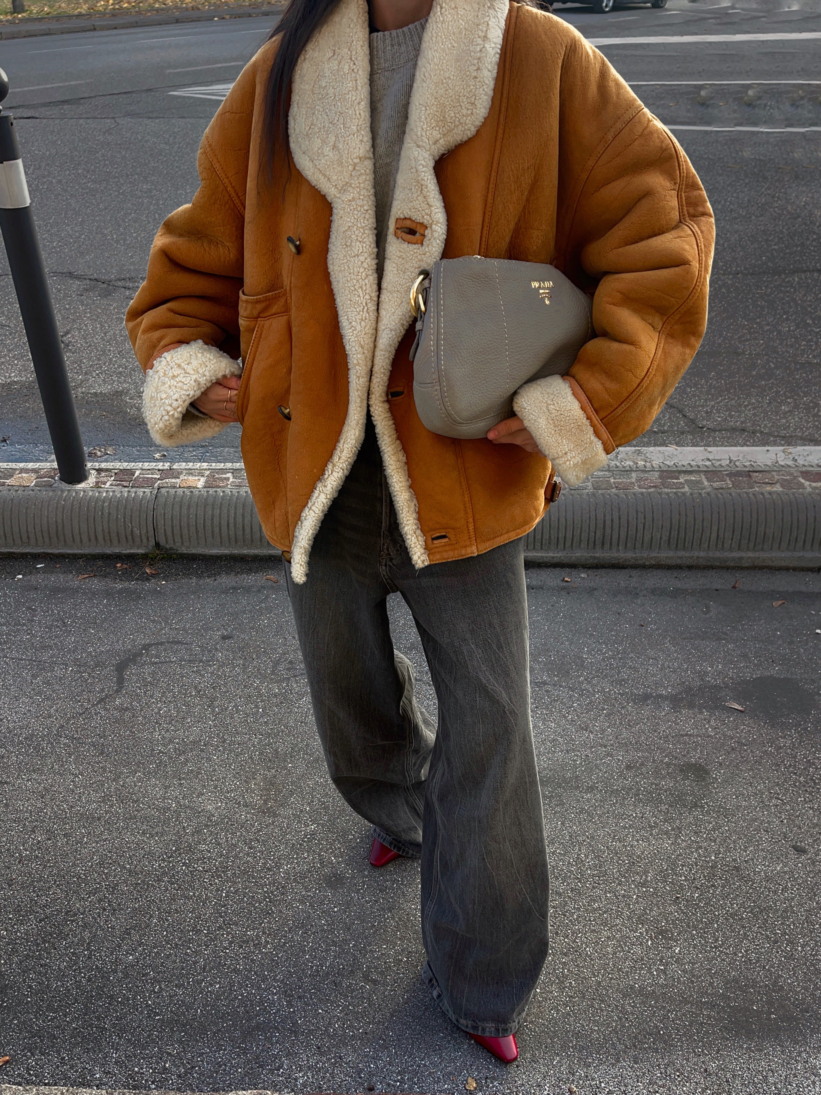 Vintage aviator shearling coat
