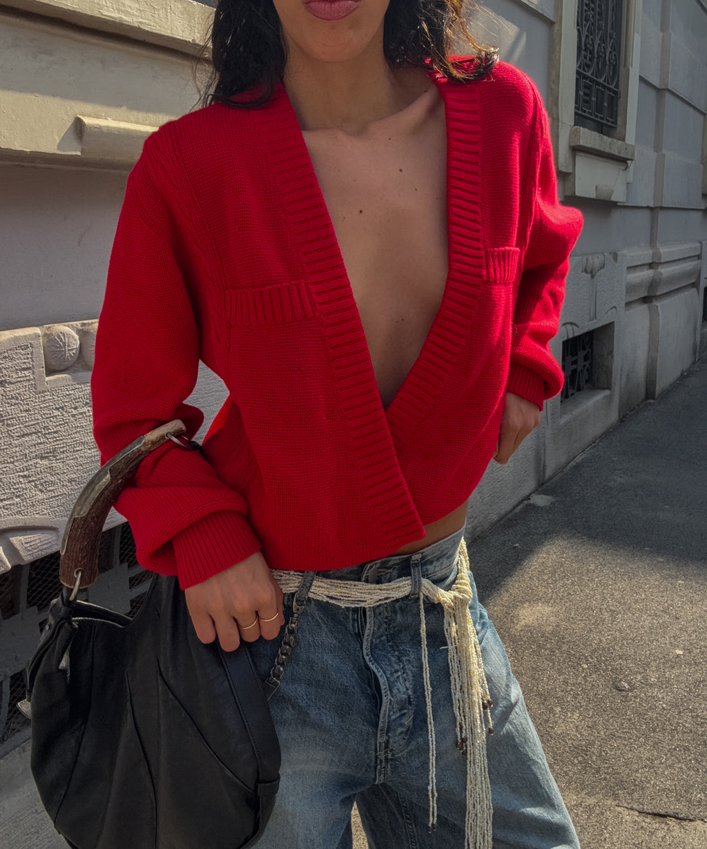 cardigan rosso 100% cotton