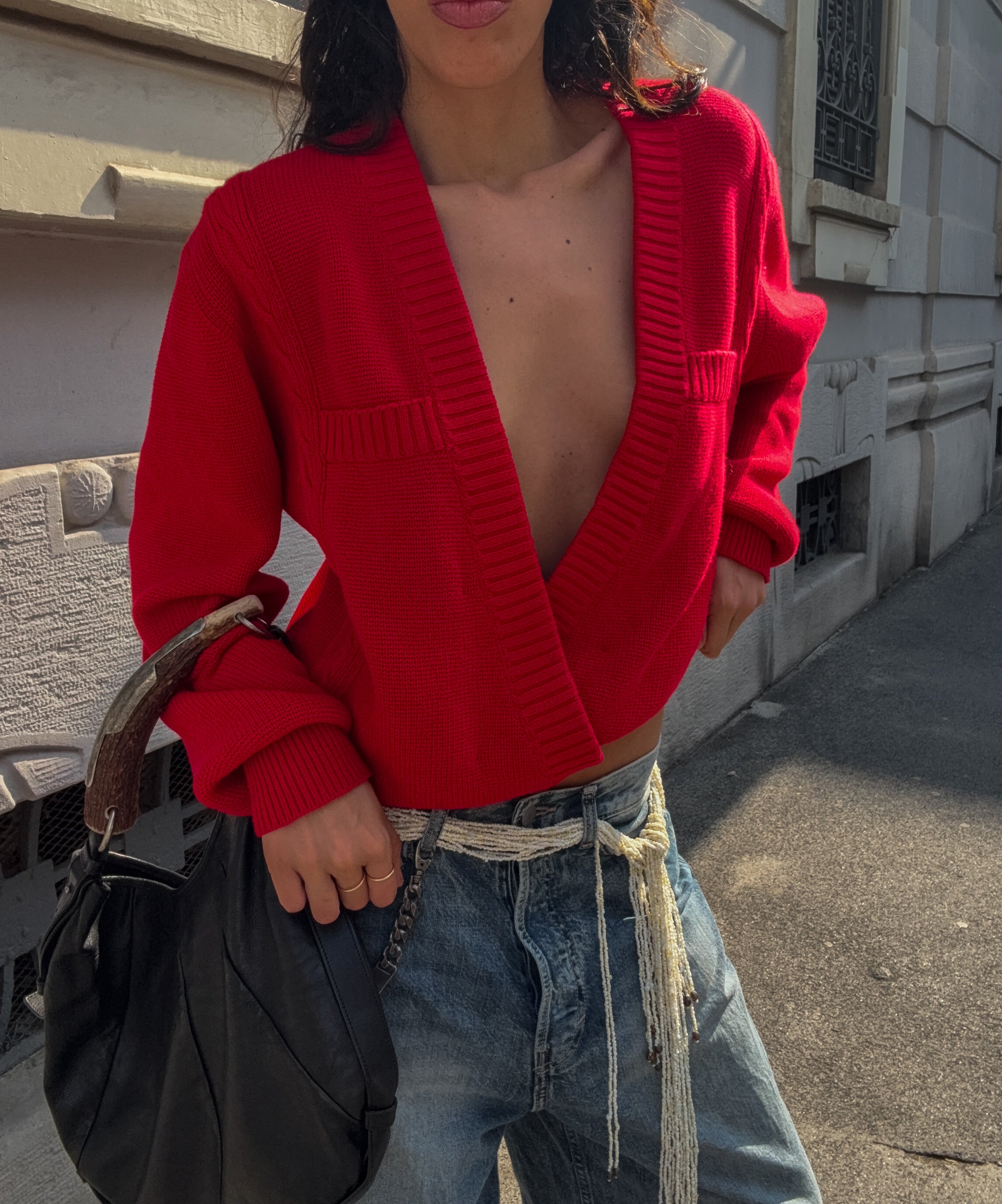 cardigan rosso 100% cotton