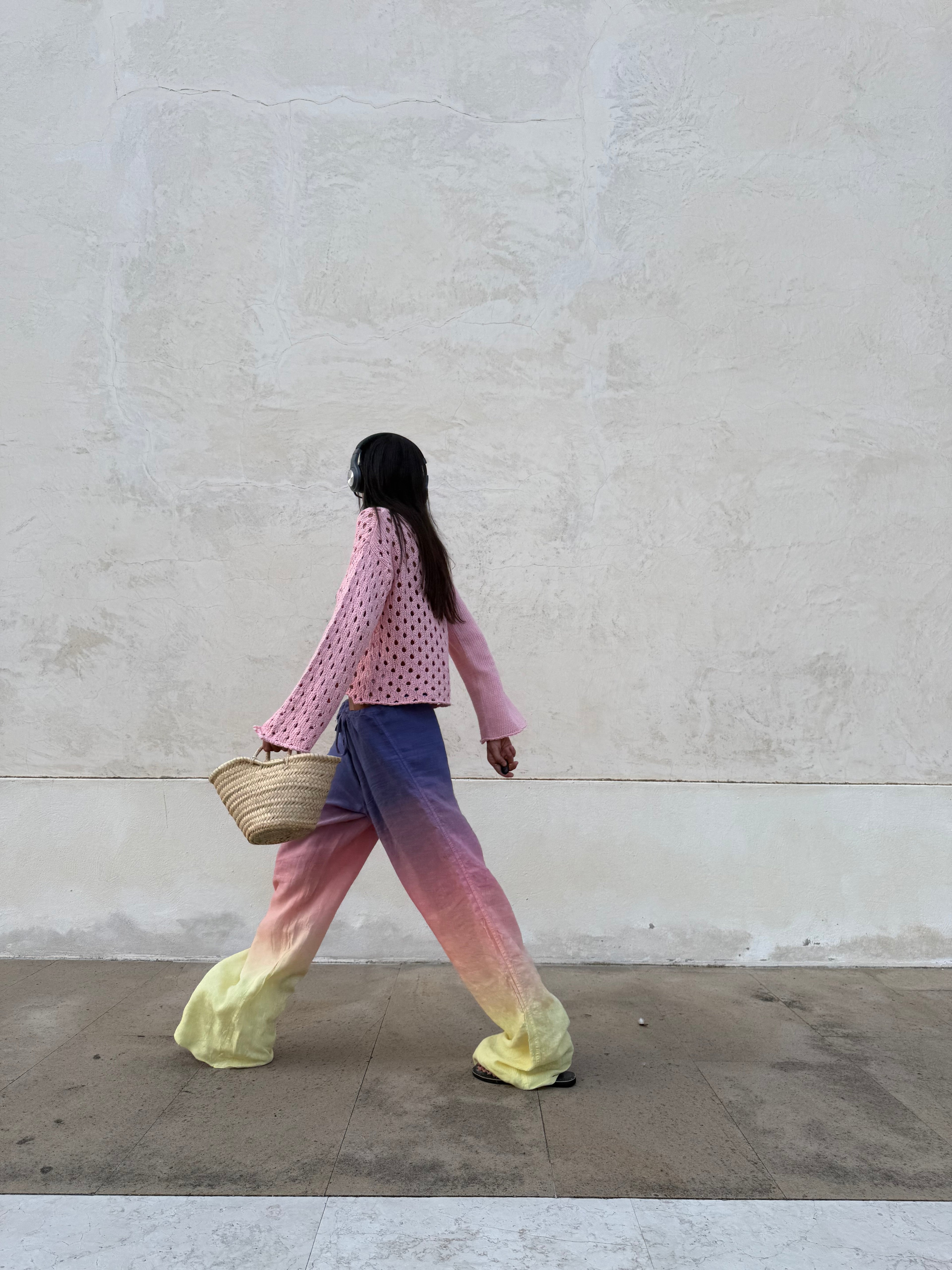 100% linen degradè trousers