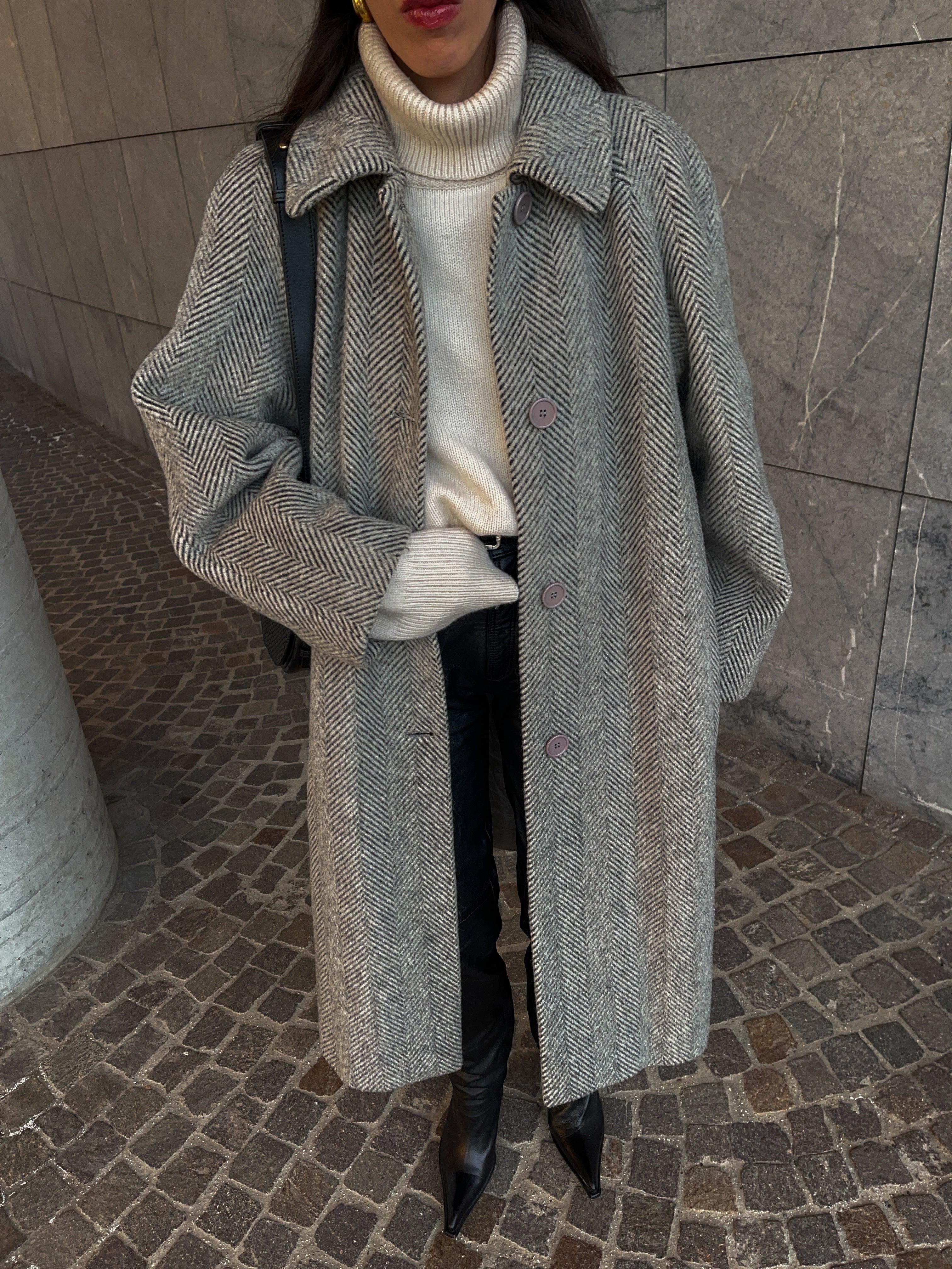 Spigato coat mohair blend