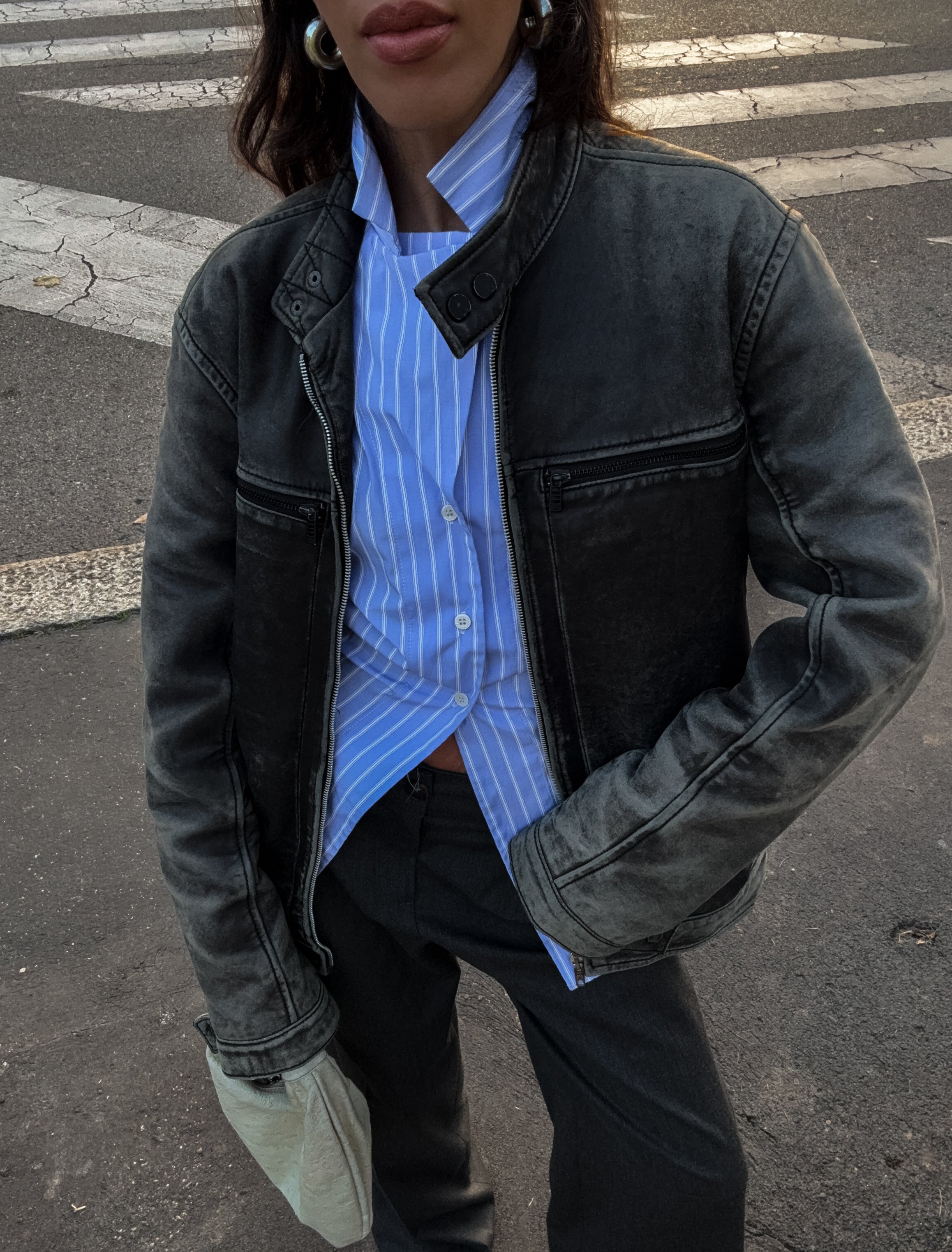 Leather distressed jacket