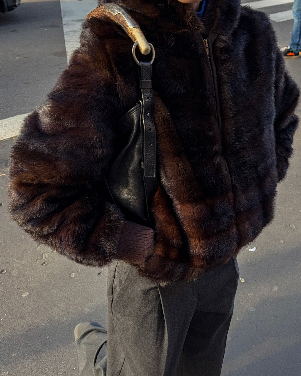 Mink fur brown bomber vintage reworked