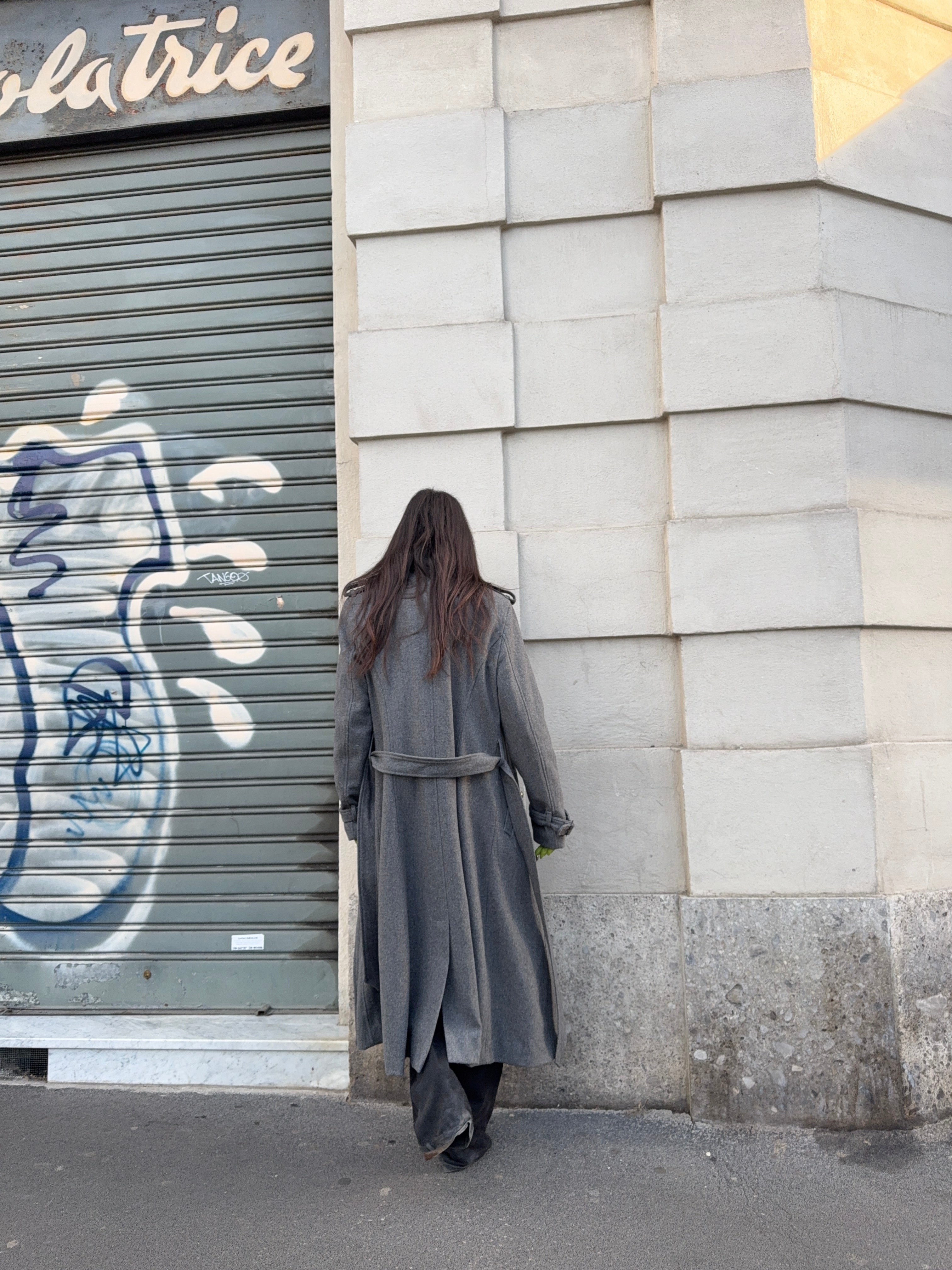 Light wool trench coat
