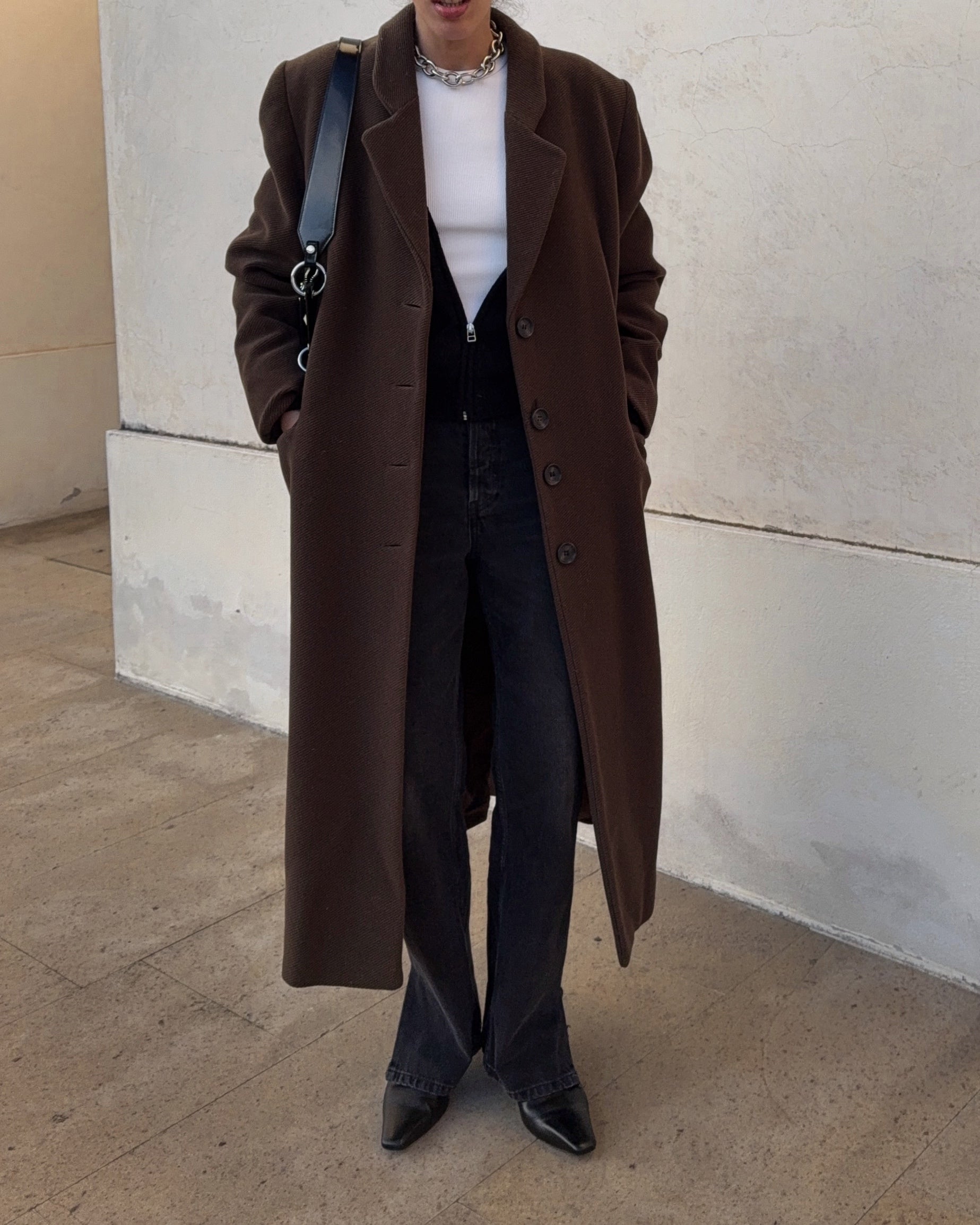 brown long coat