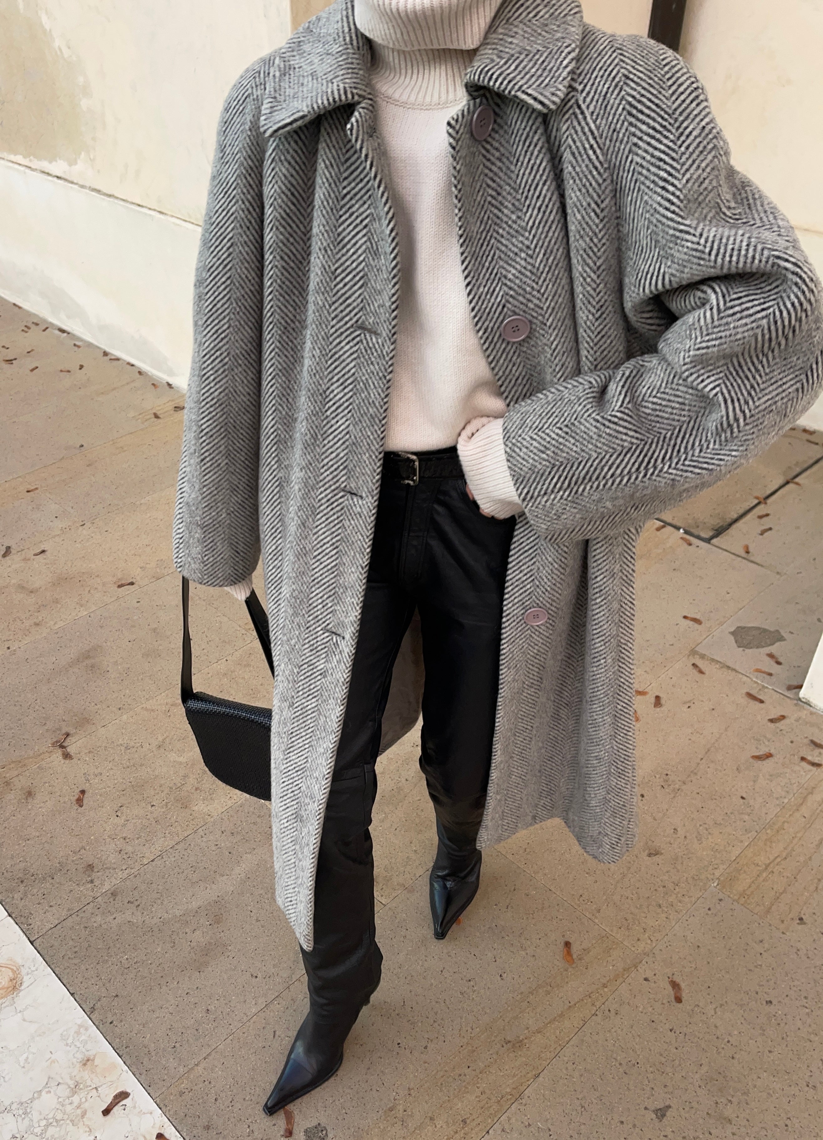 Spigato coat mohair blend