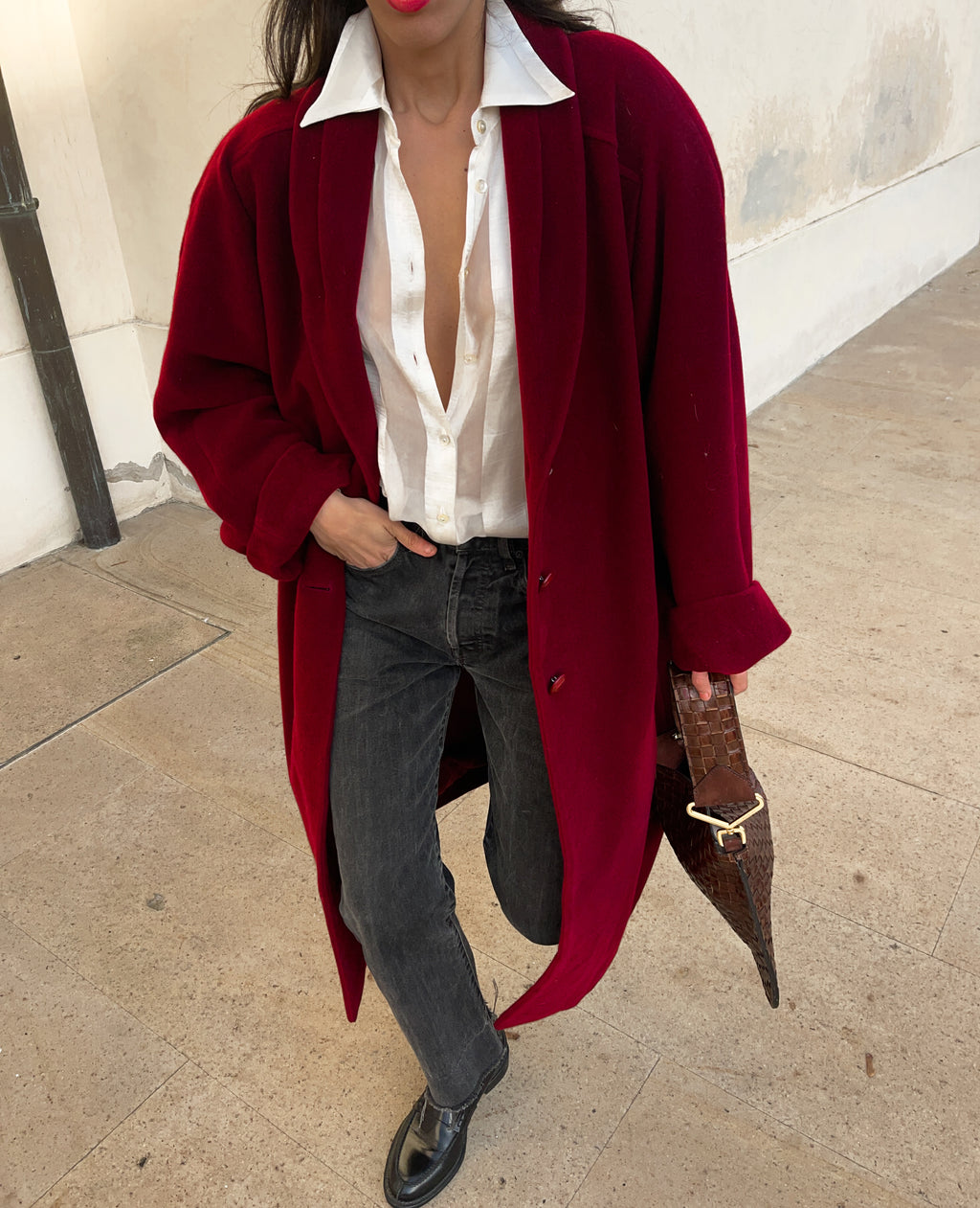 Burgundy coat