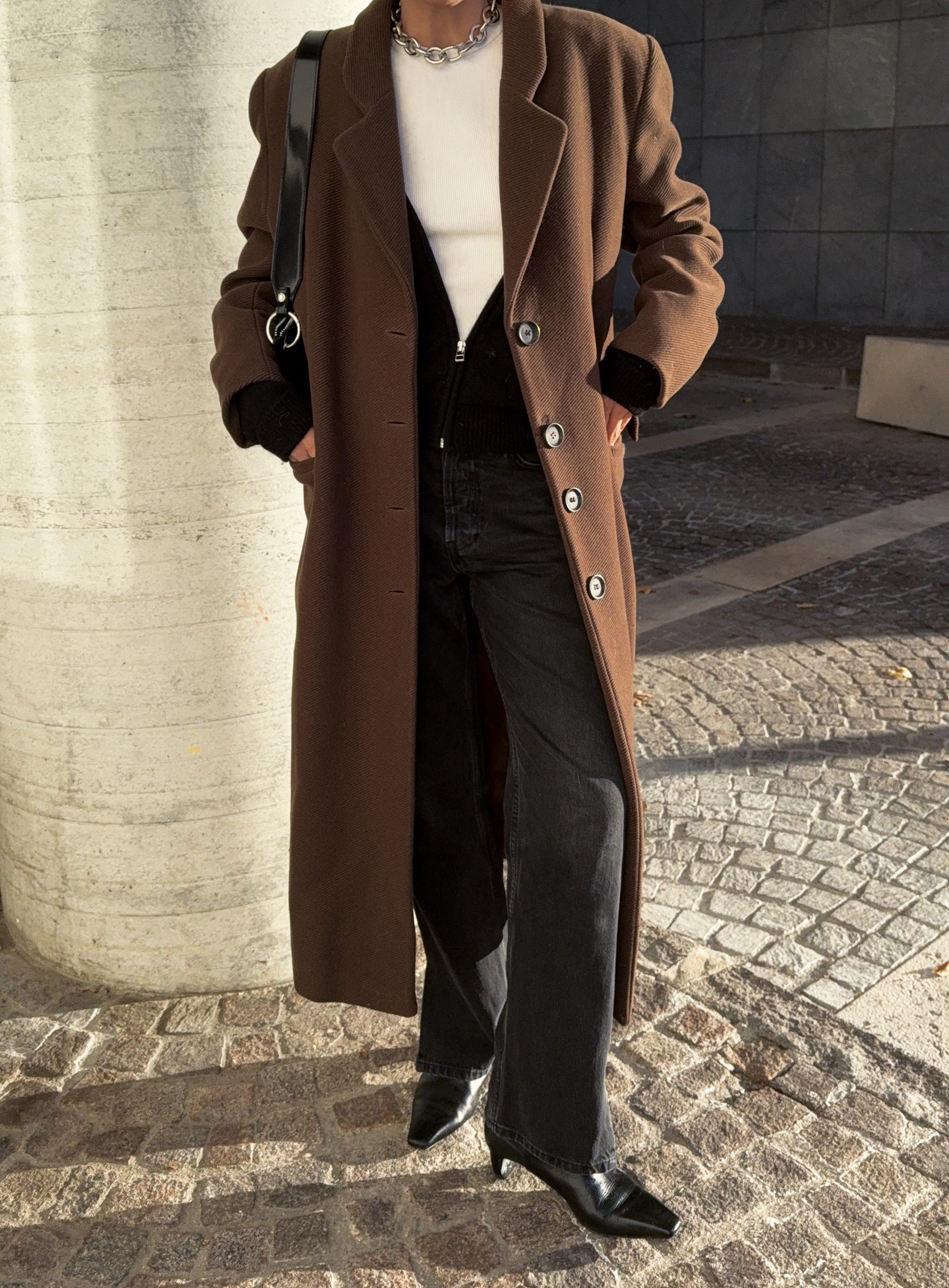 brown long coat