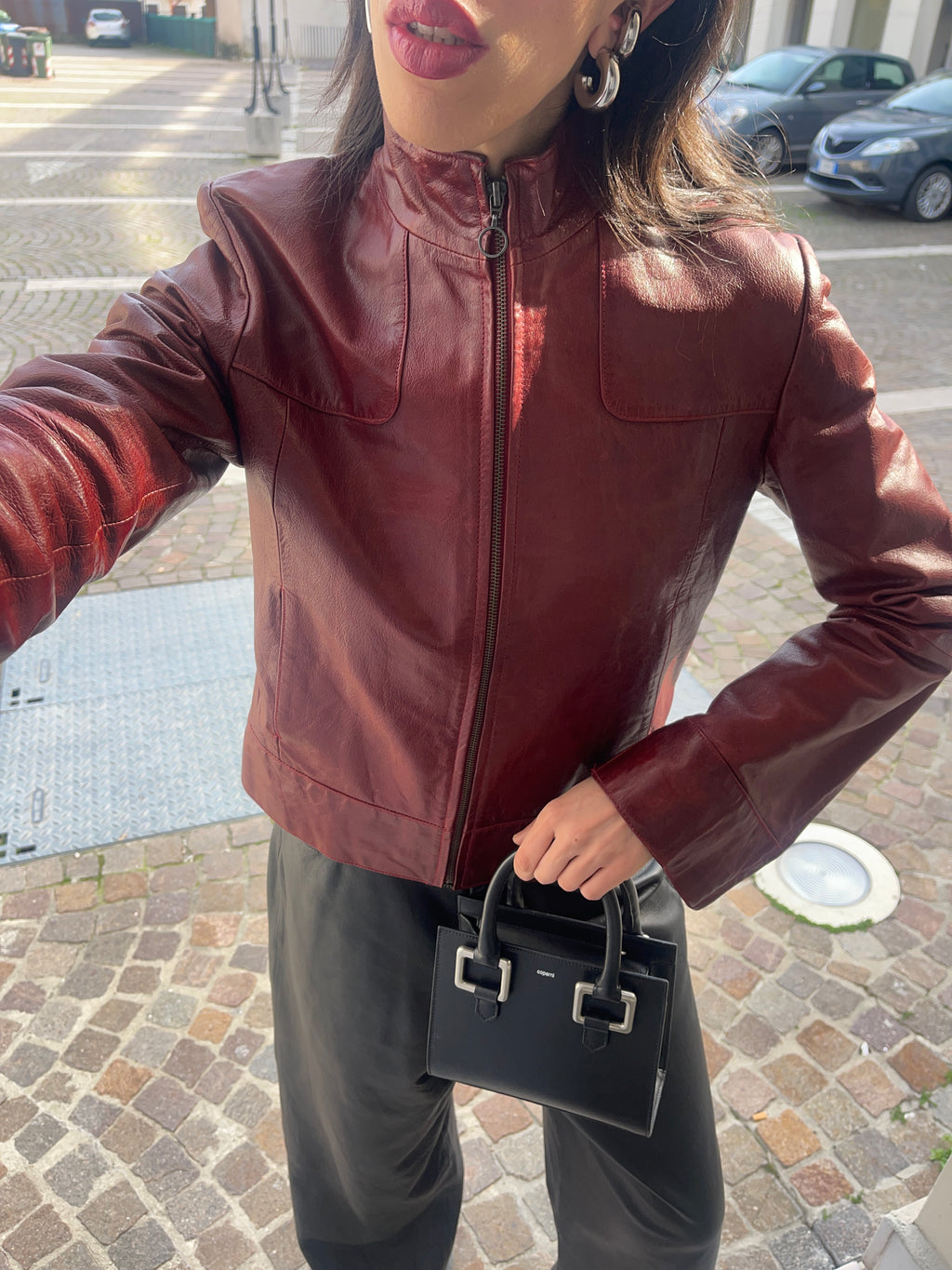 Red leather jacket
