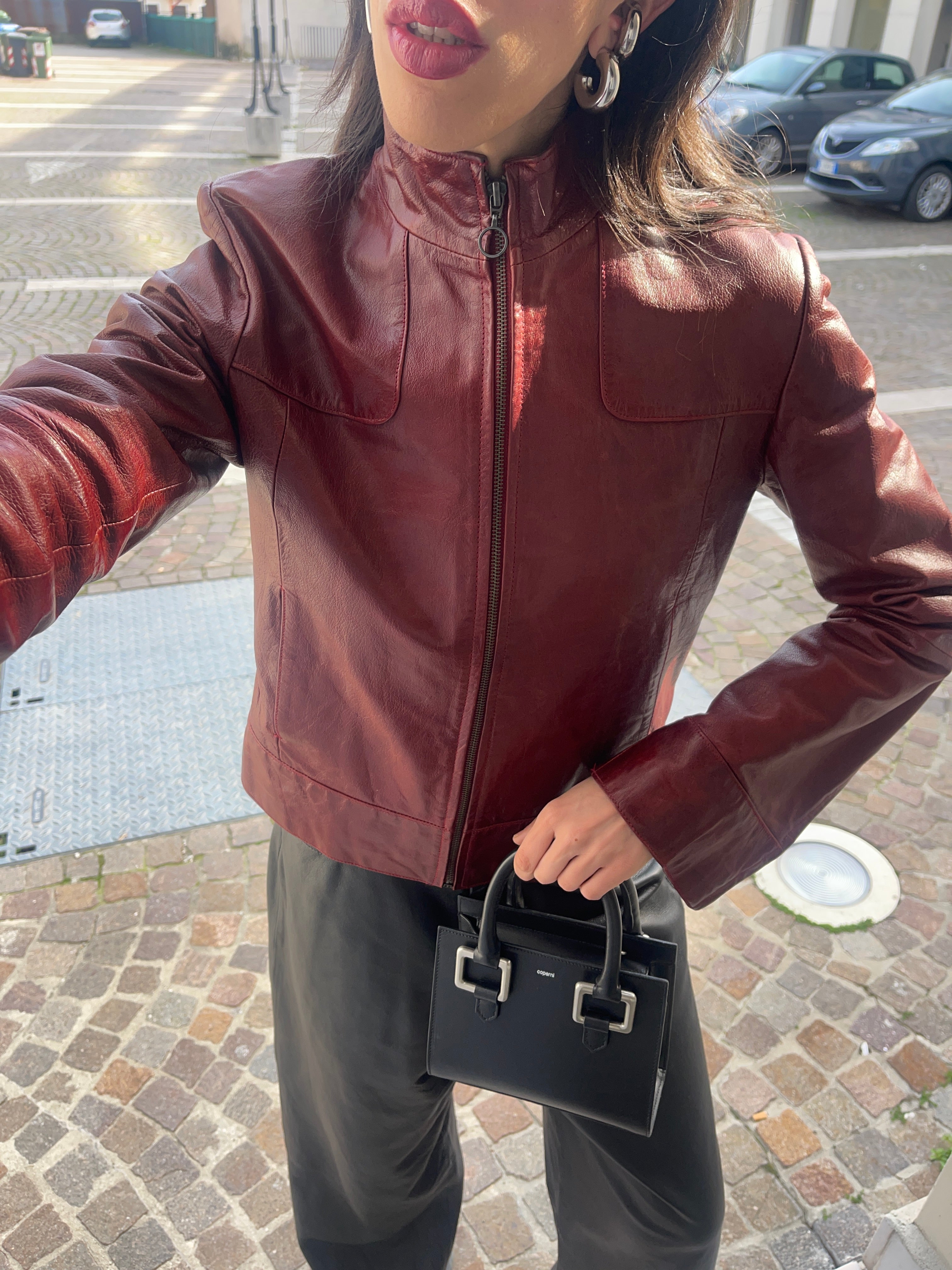 Red leather jacket