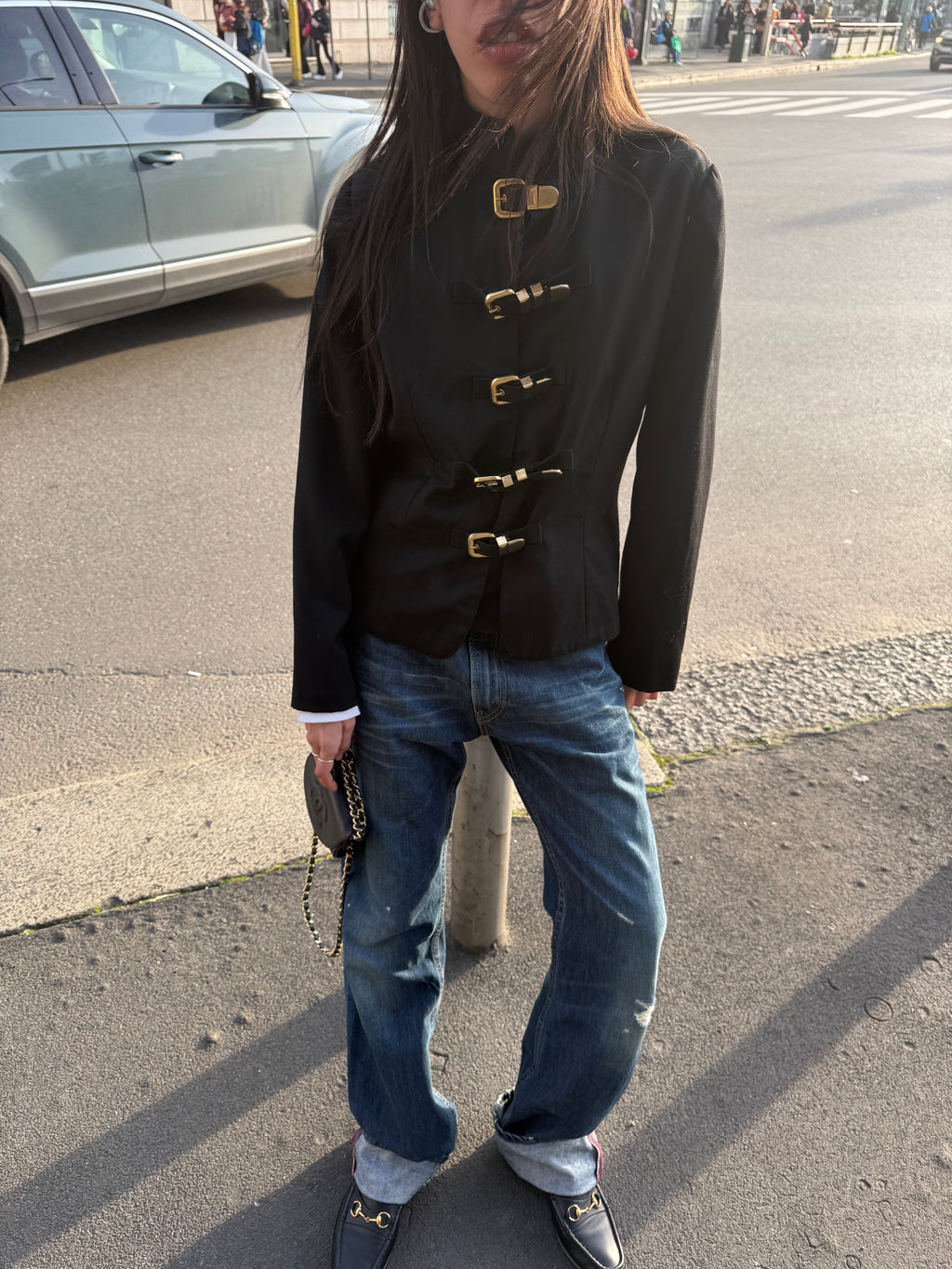 100% light wool buckle jacket