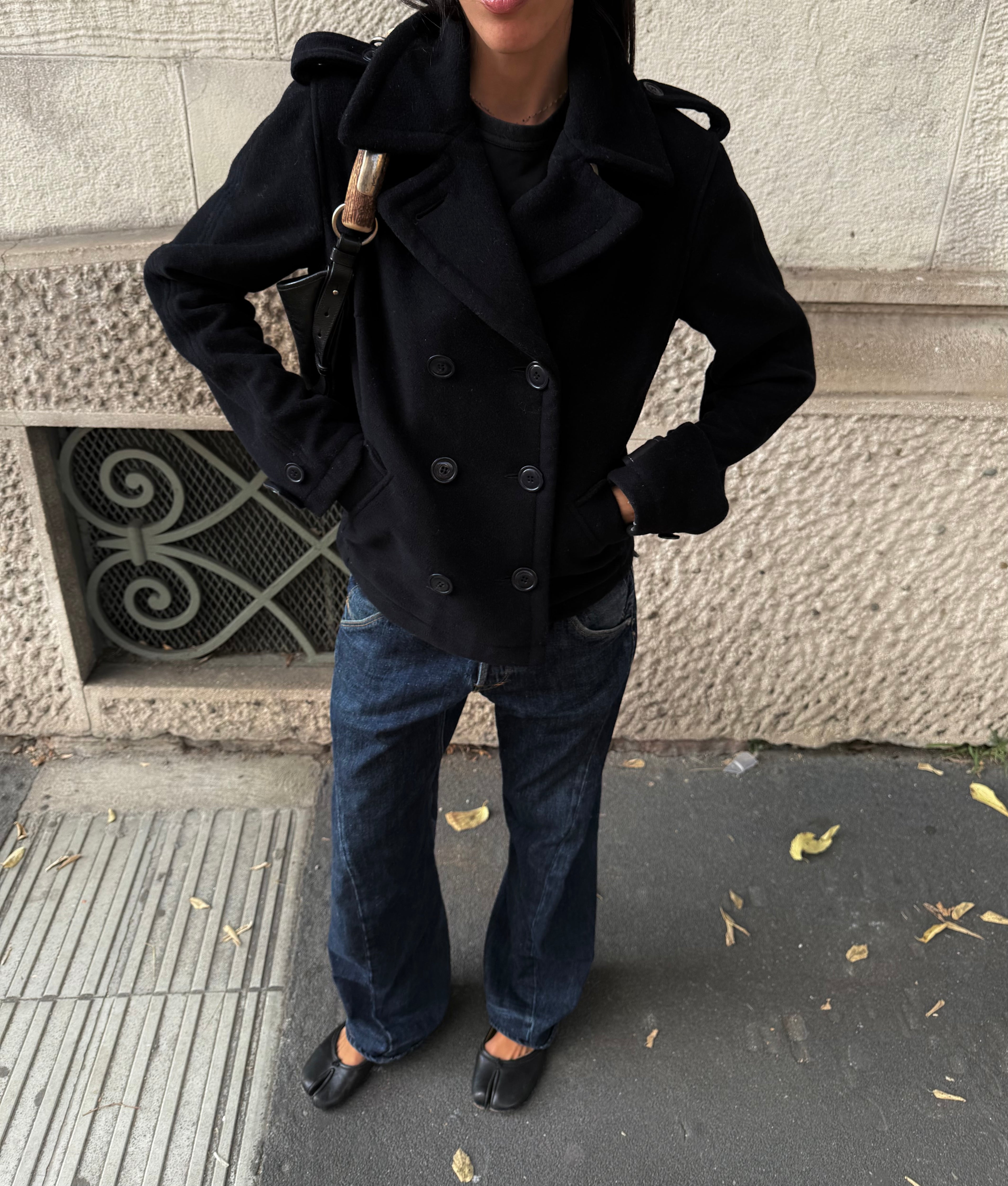 Black wool peacoat