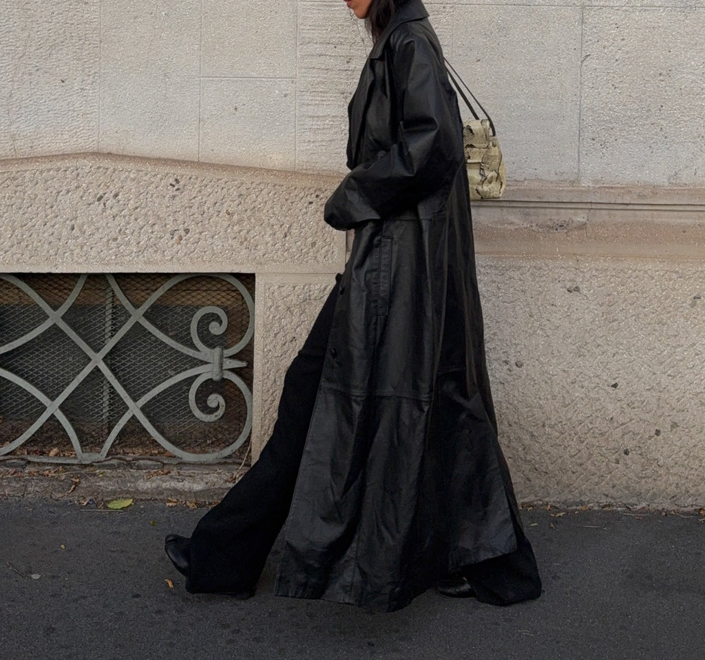 100% leather long coat