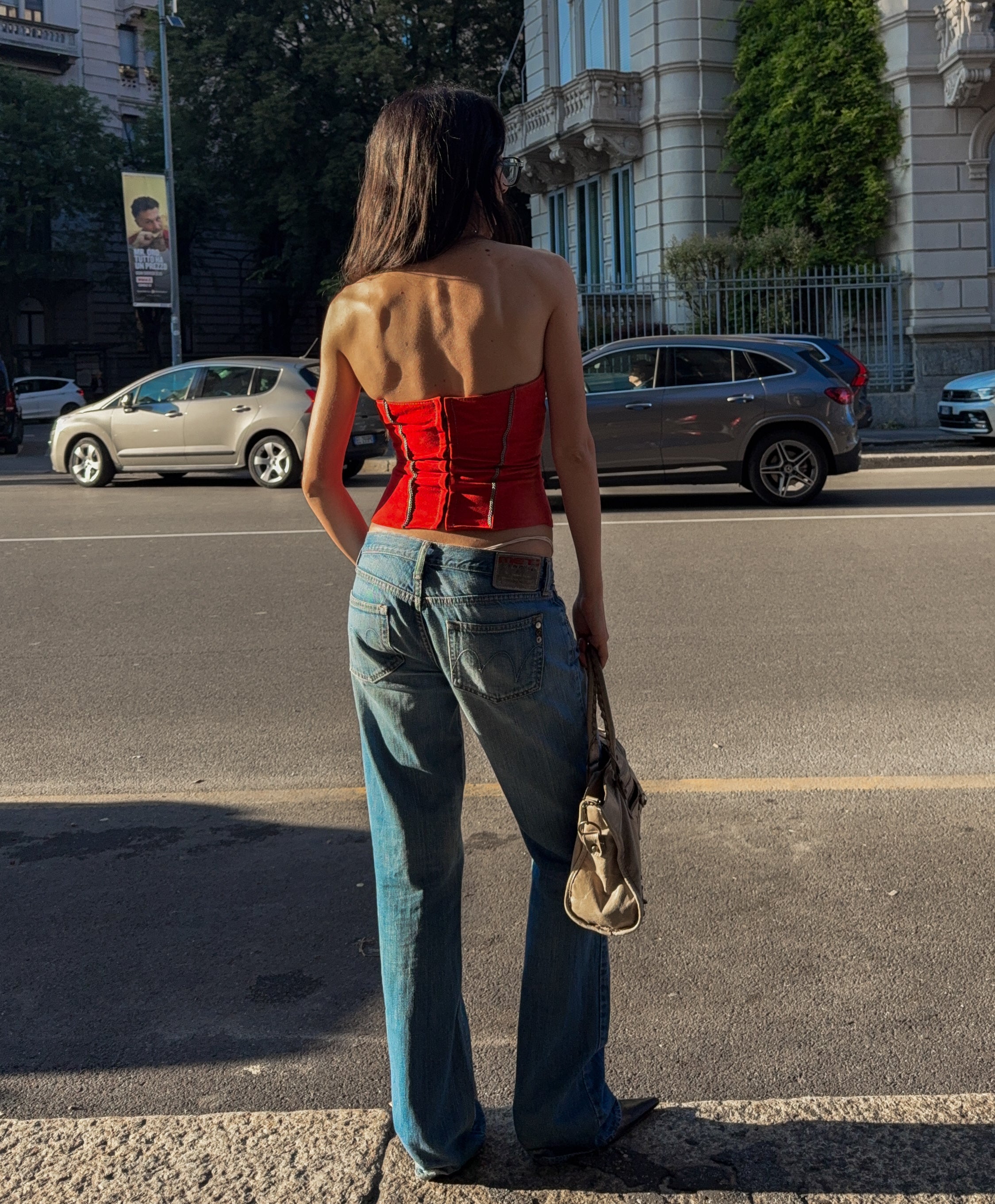 Real leather suede corset