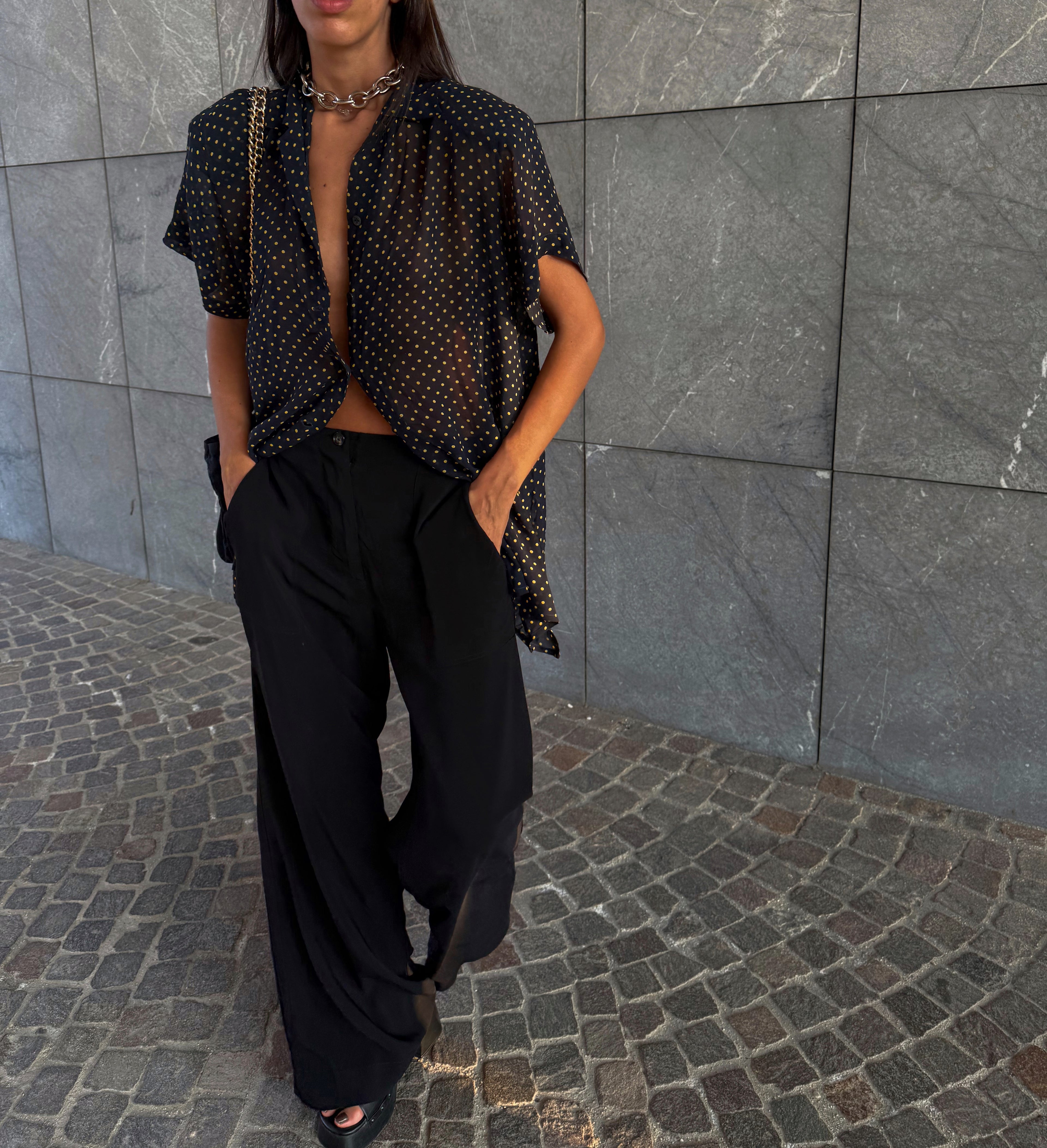 100% silk micro pois shirt
