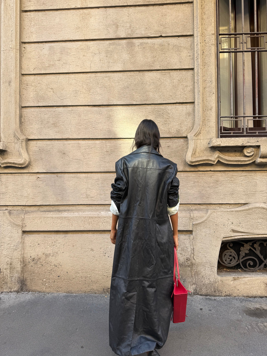100% leather long coat