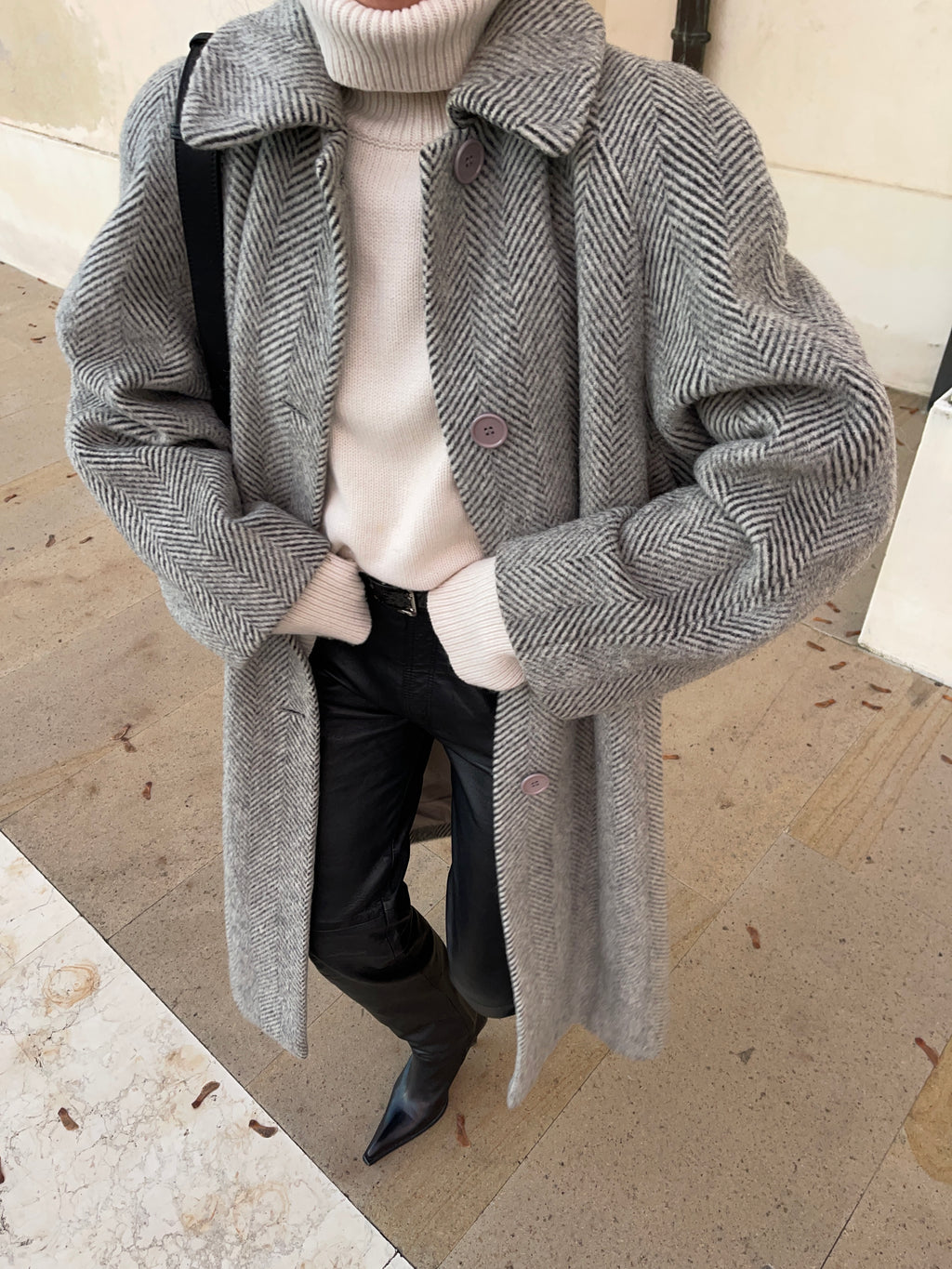 Spigato coat mohair blend
