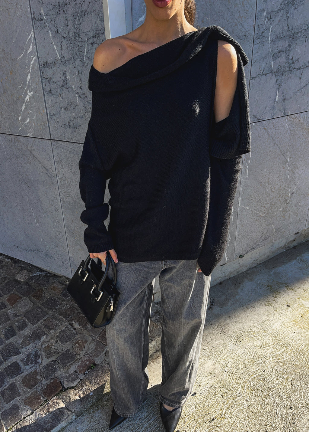 Black wool top