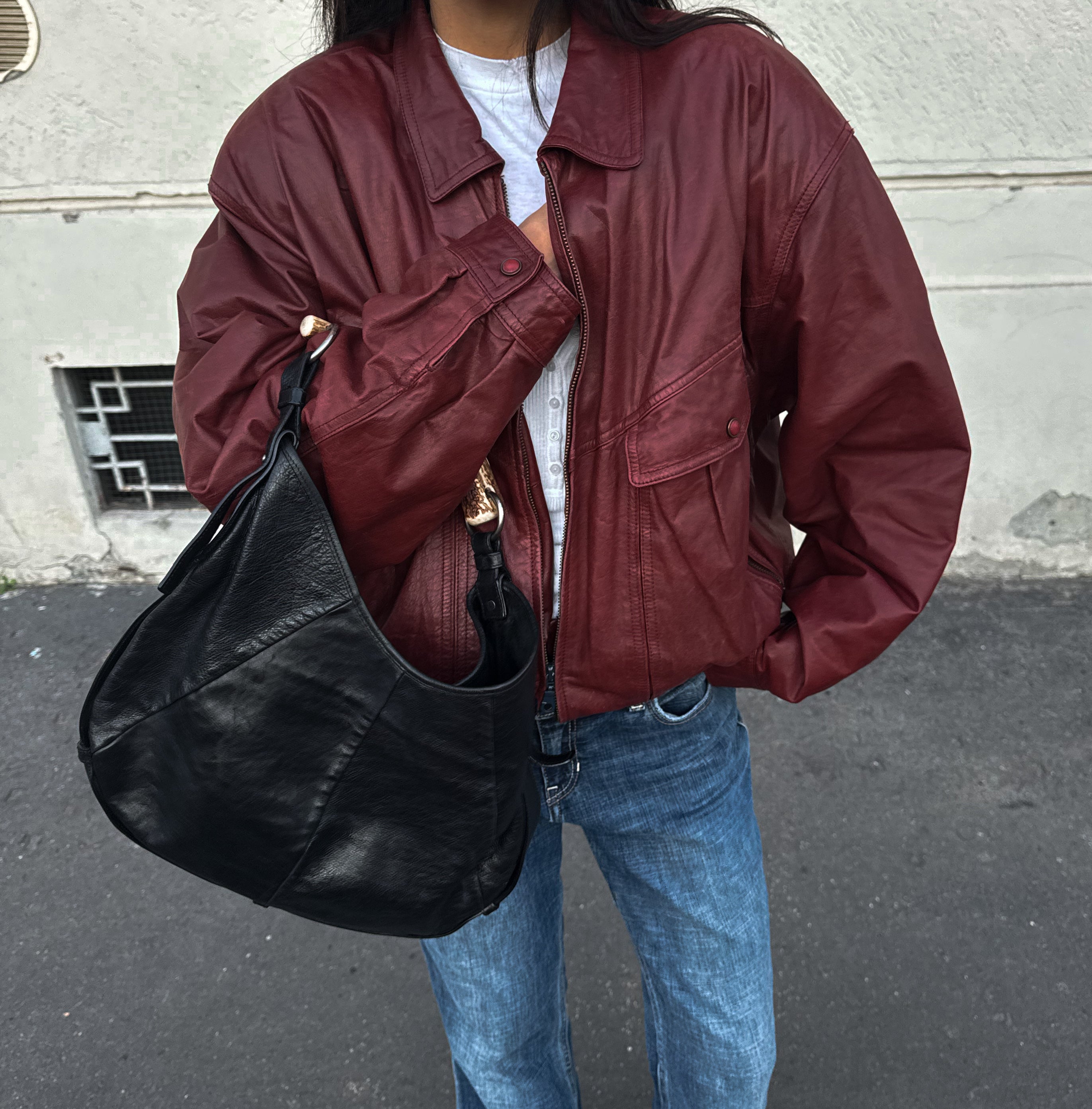 Real leather burgundy jacket