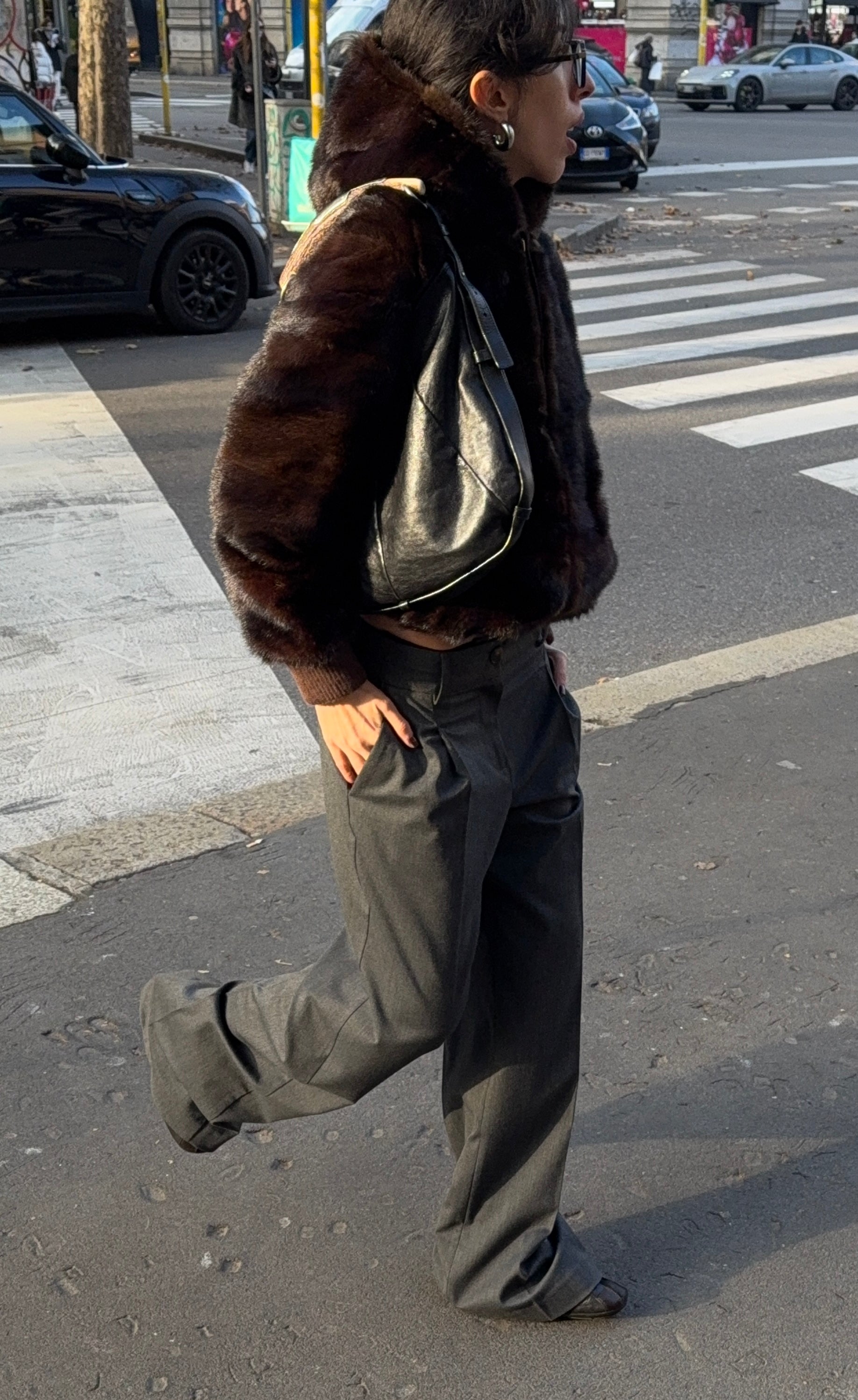 Mink fur brown bomber vintage reworked