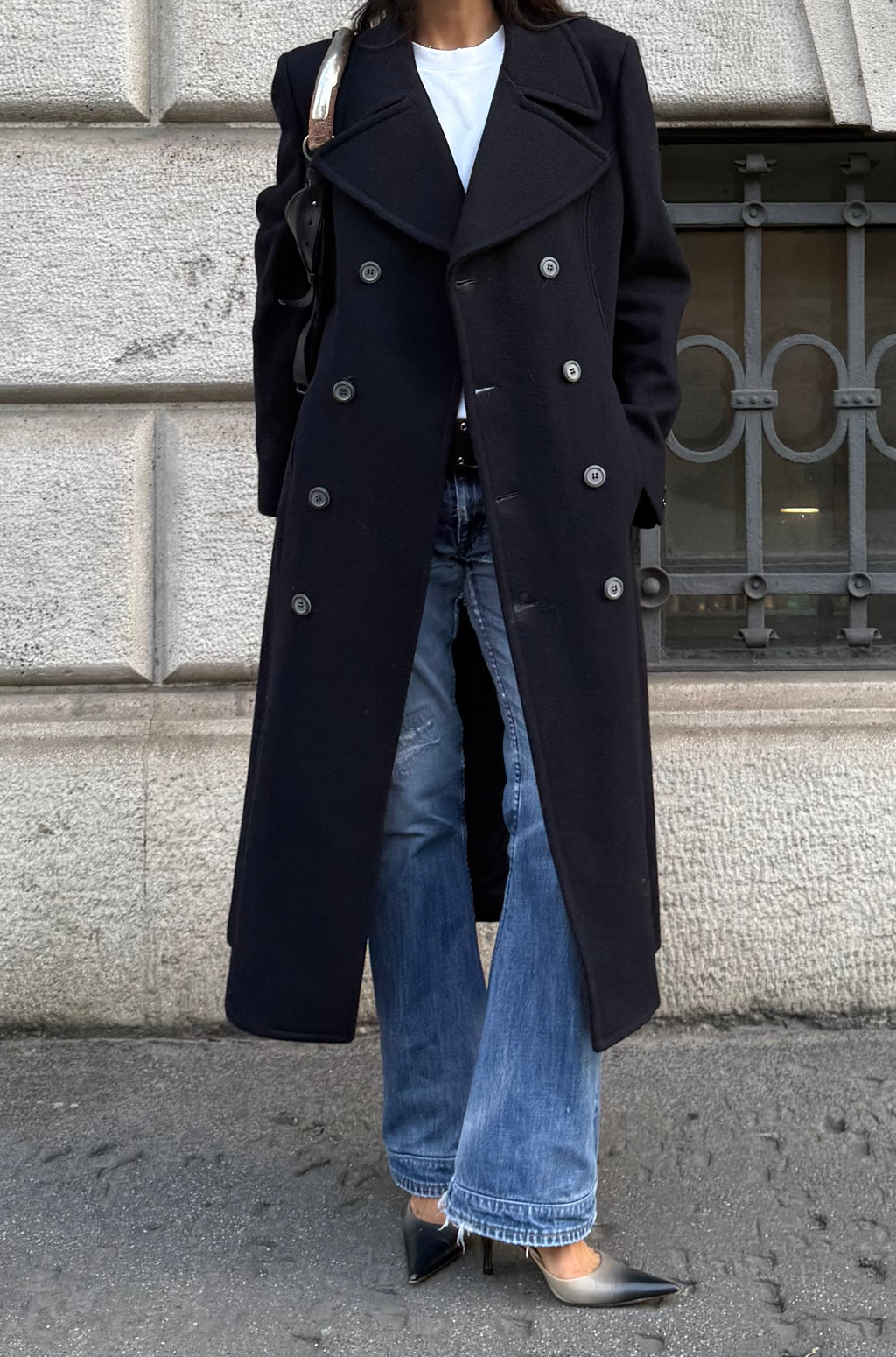 Blue double breast coat