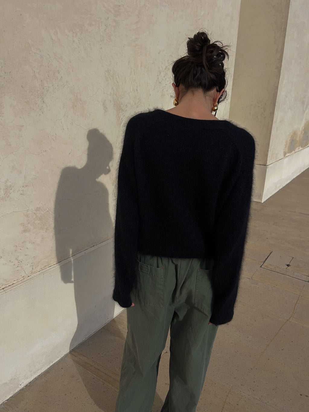 Angora black cropped cardigan