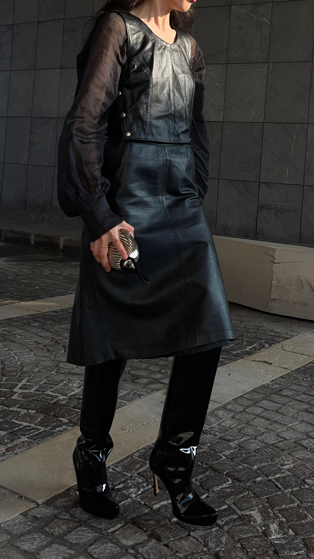 Black leather skirt