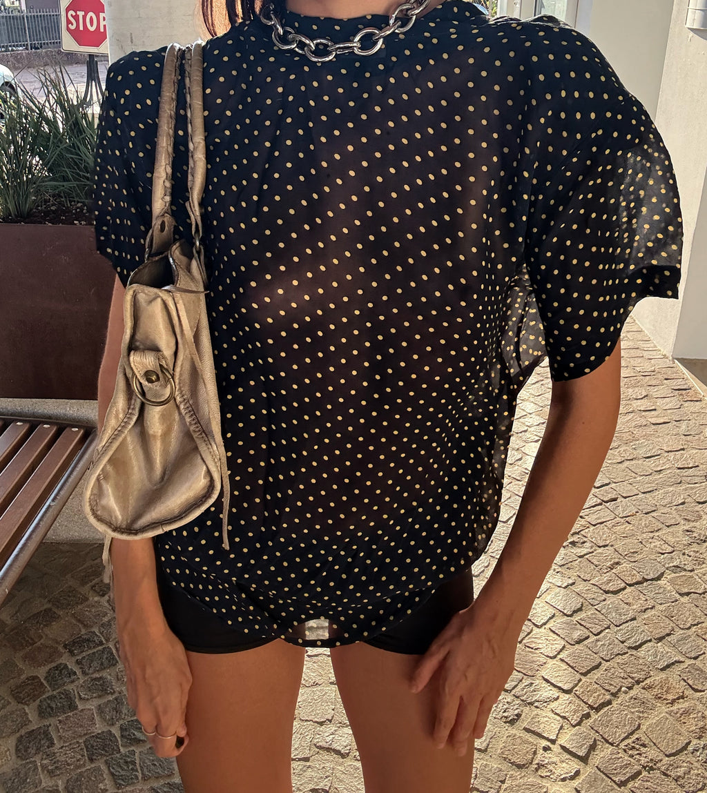 100% silk micro pois shirt