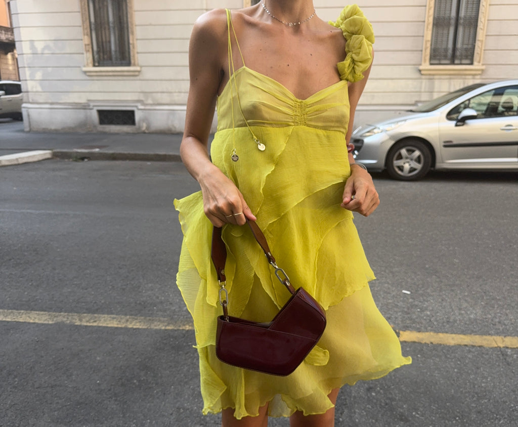 100% silk lime dress