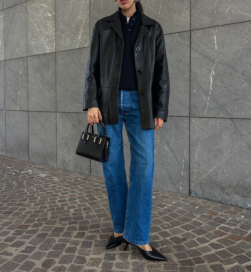 minimal 90s leather jacket