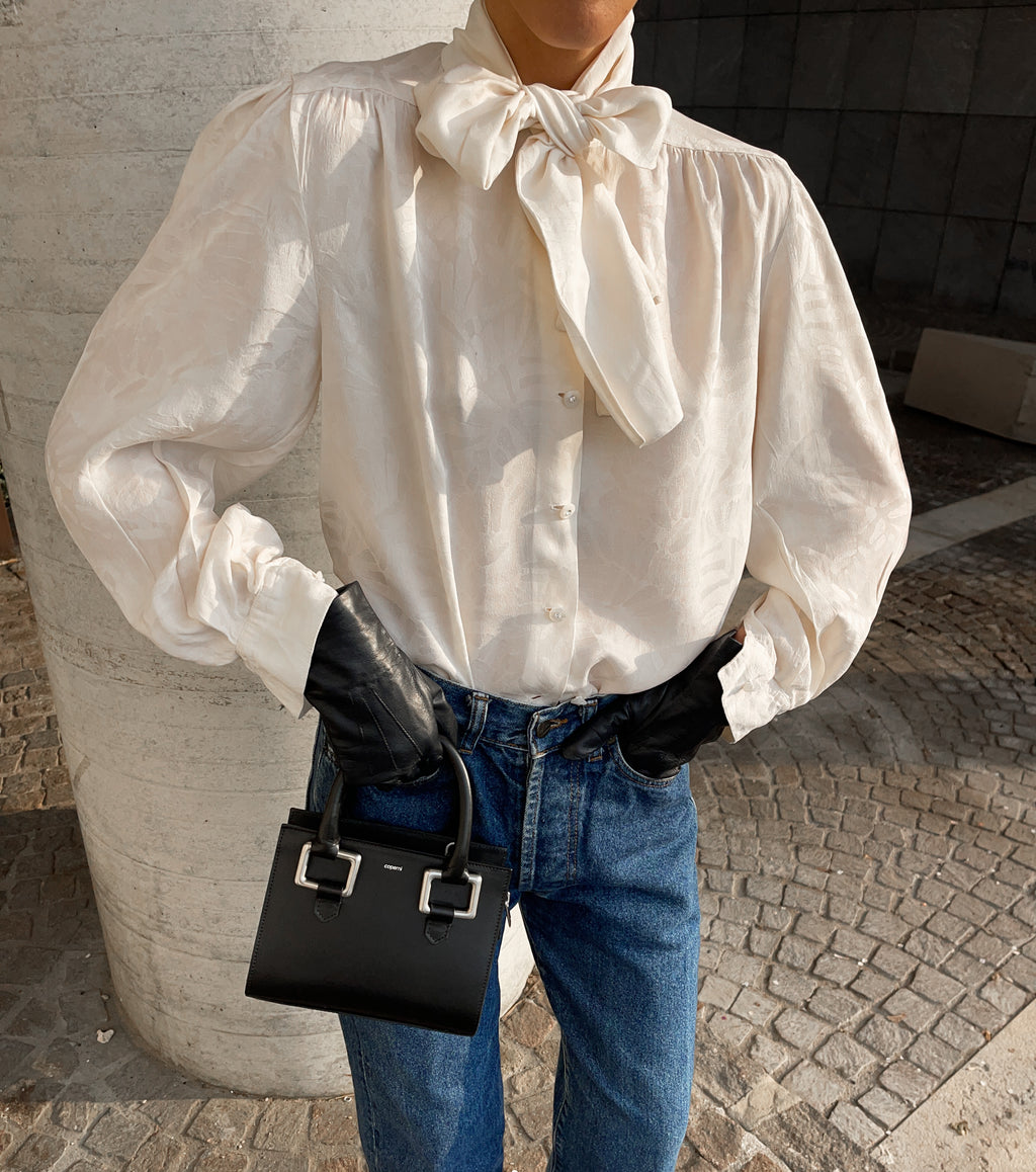 Bow silk top
