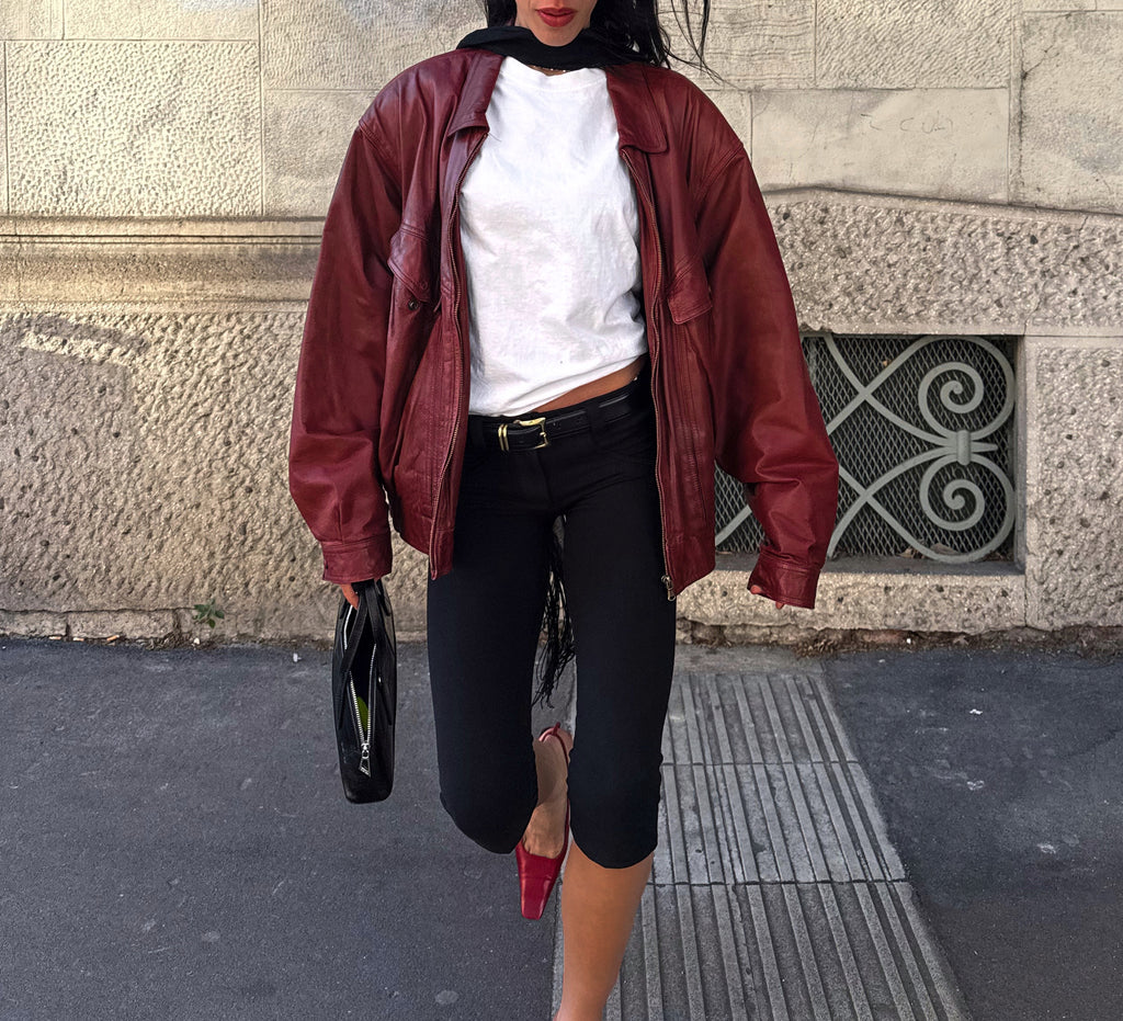 Real leather burgundy jacket