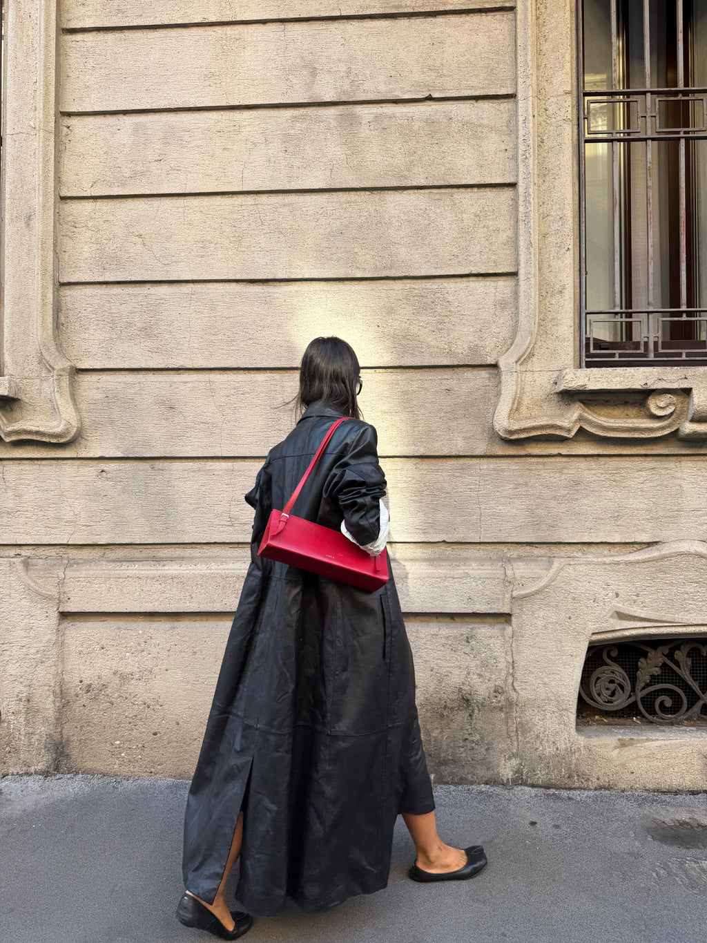100% leather long coat