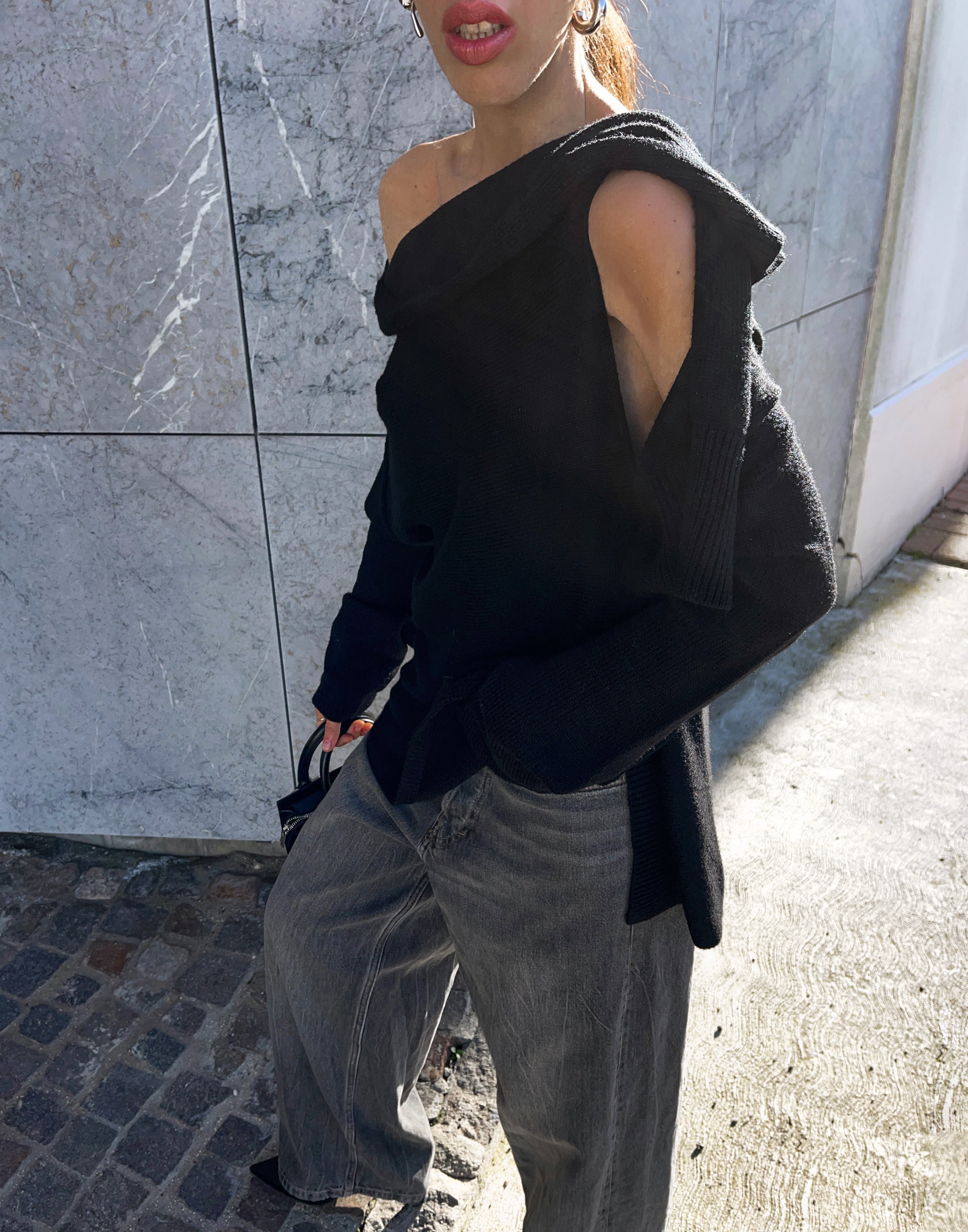 Black wool top