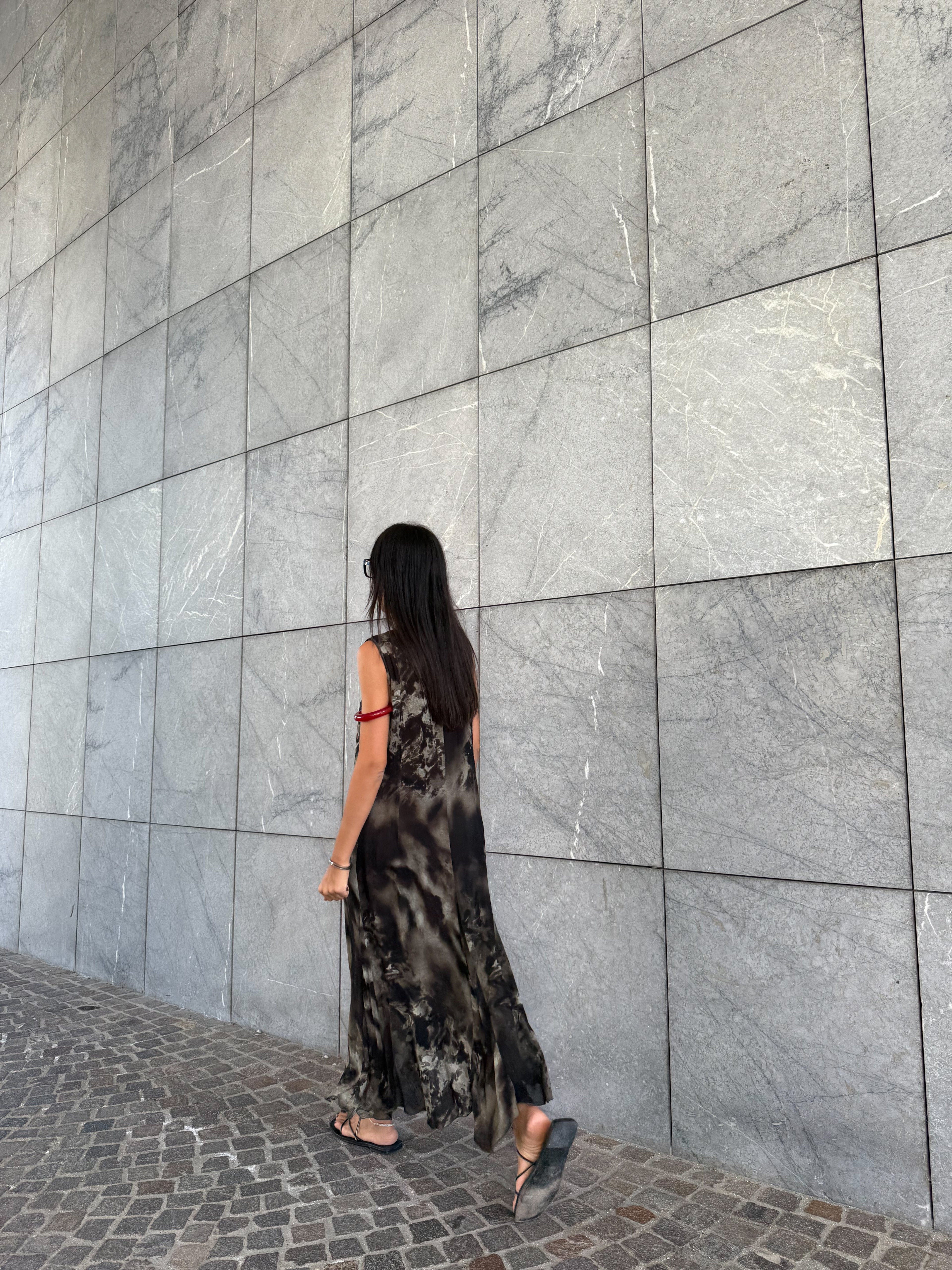 Printed Semi sheer long dress
