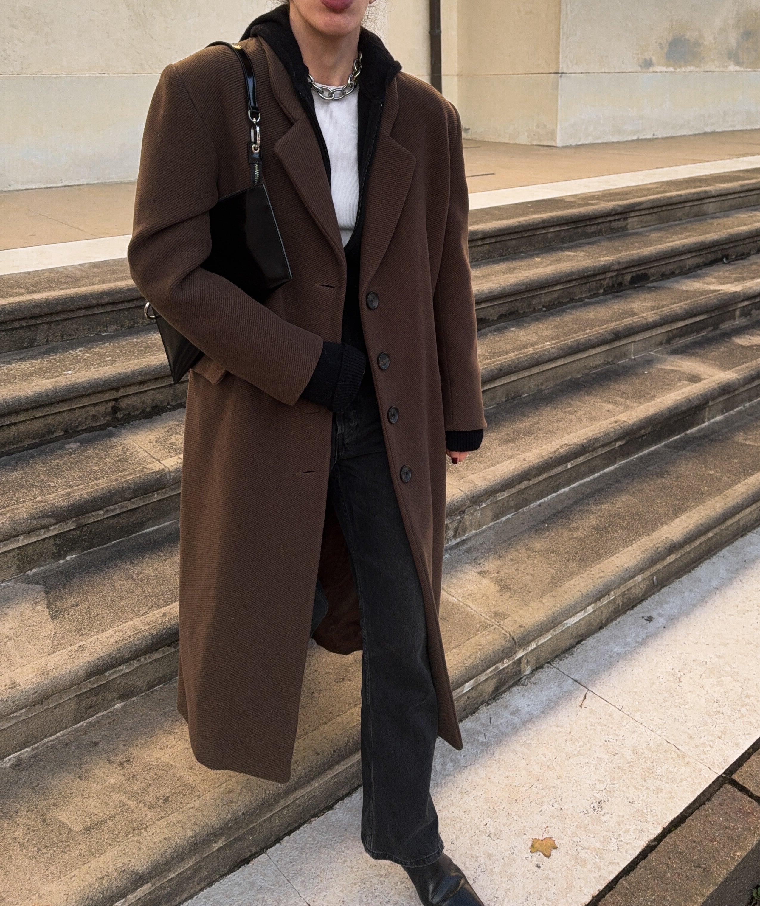 brown long coat