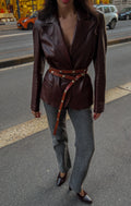 Nappa leather burgundy blazer