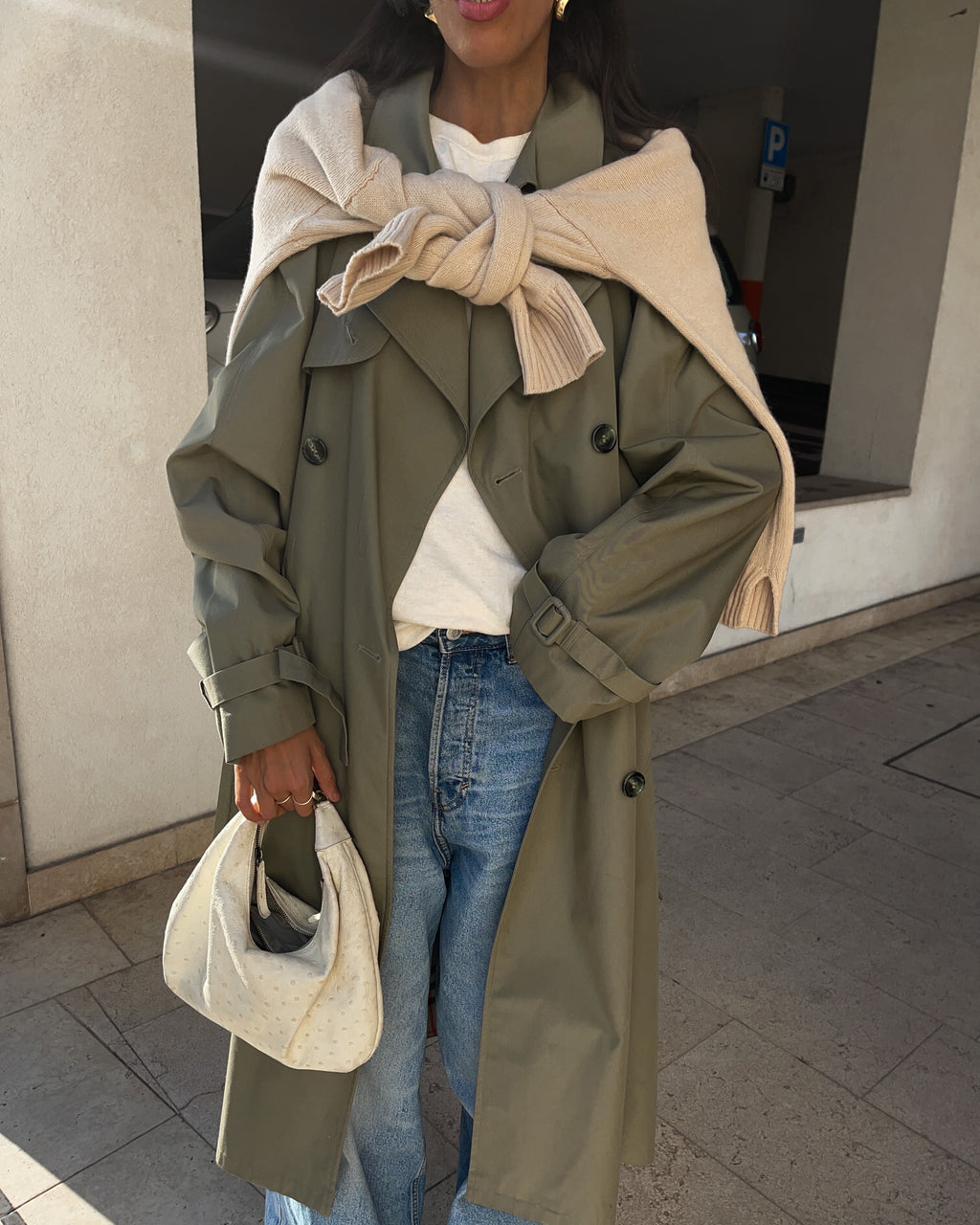 Green trench coat