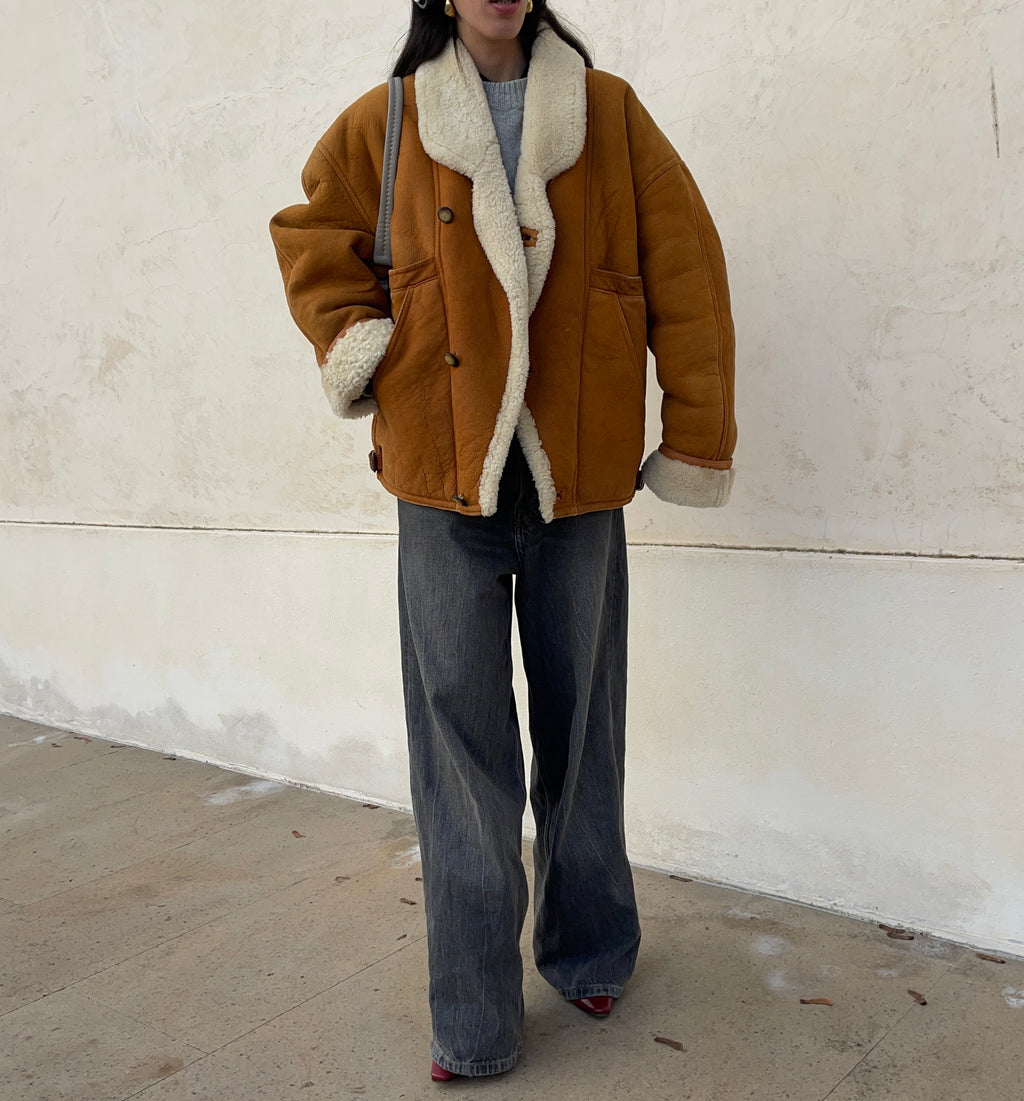 Vintage aviator shearling coat