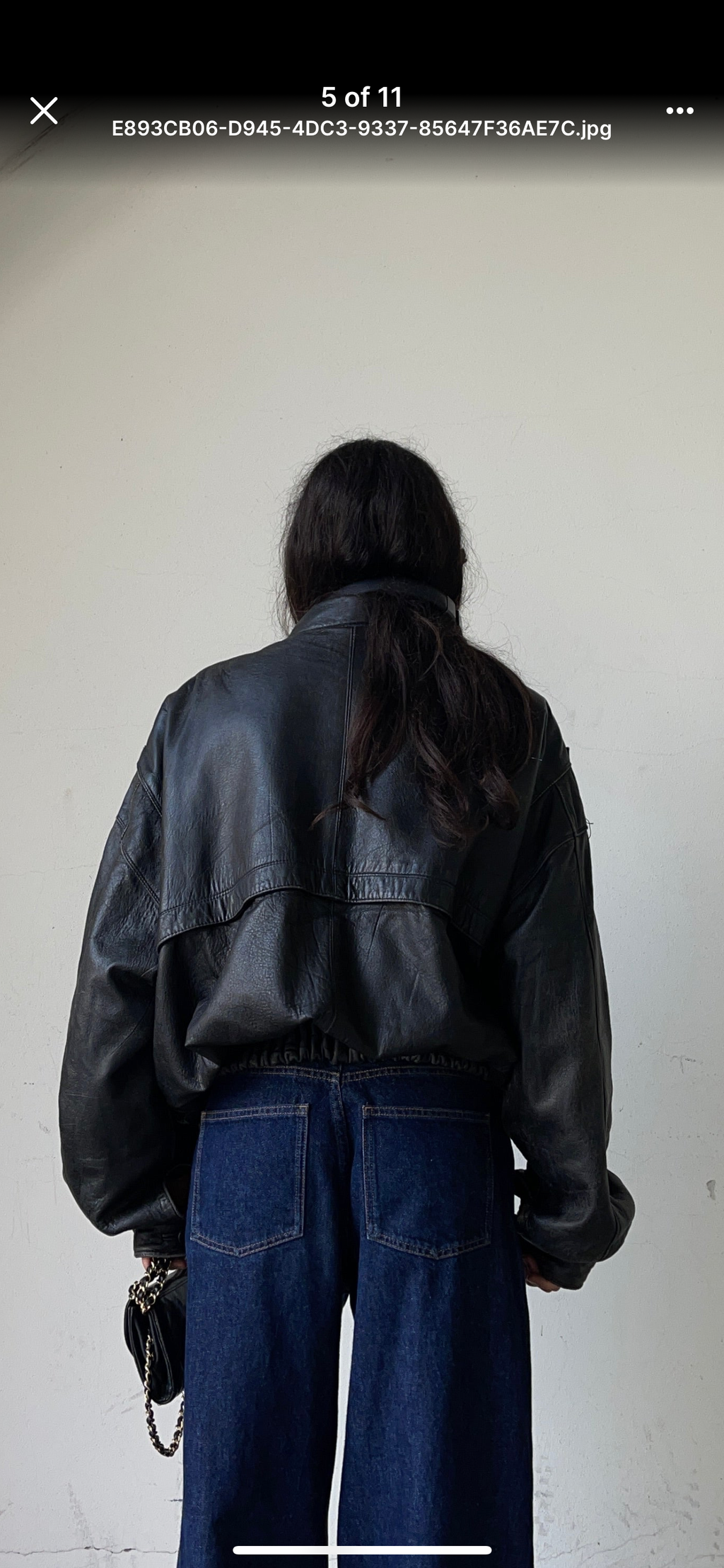 Black leather mega oversize jacket