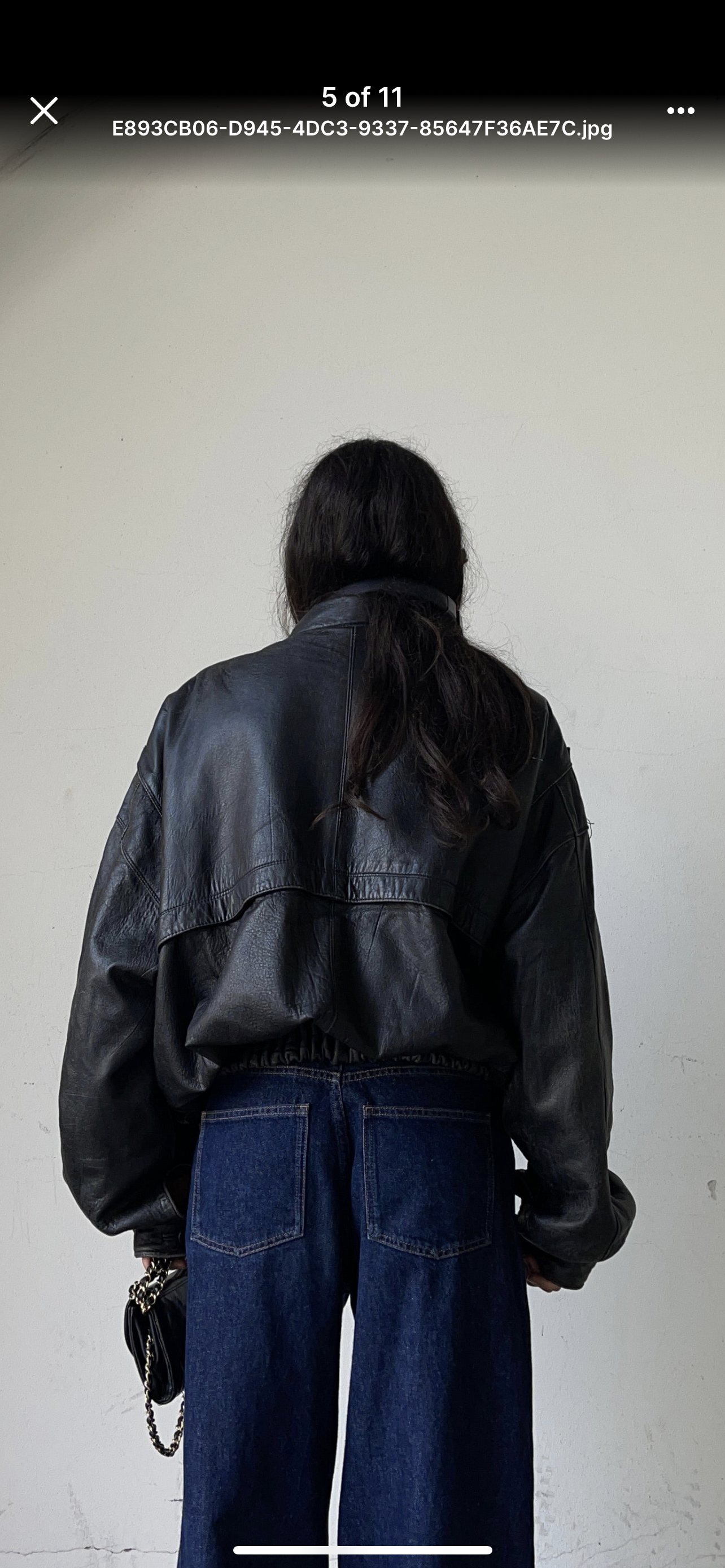 Black leather mega oversize jacket