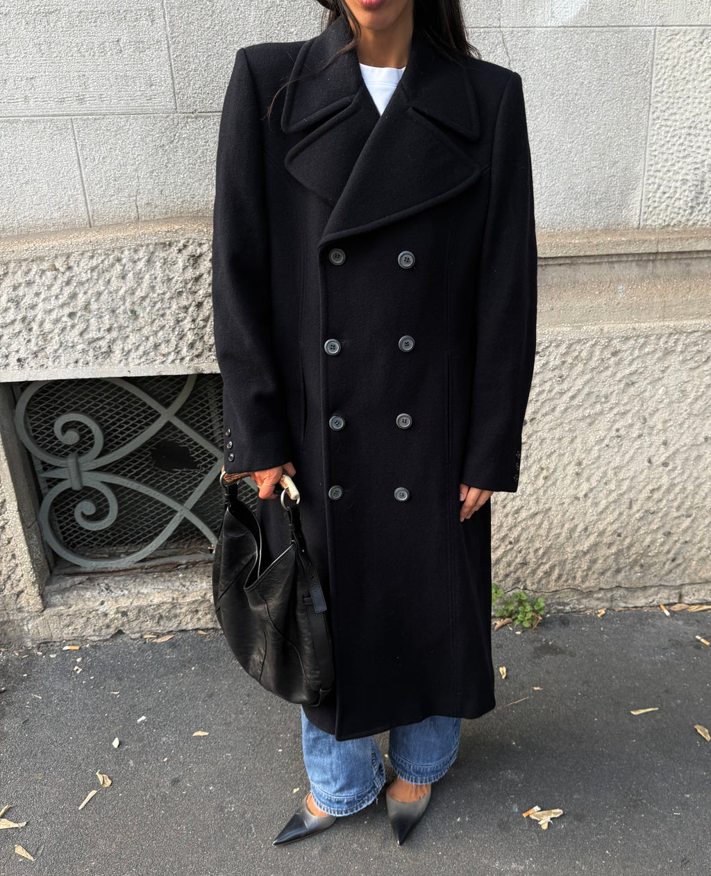 Blue double breast coat