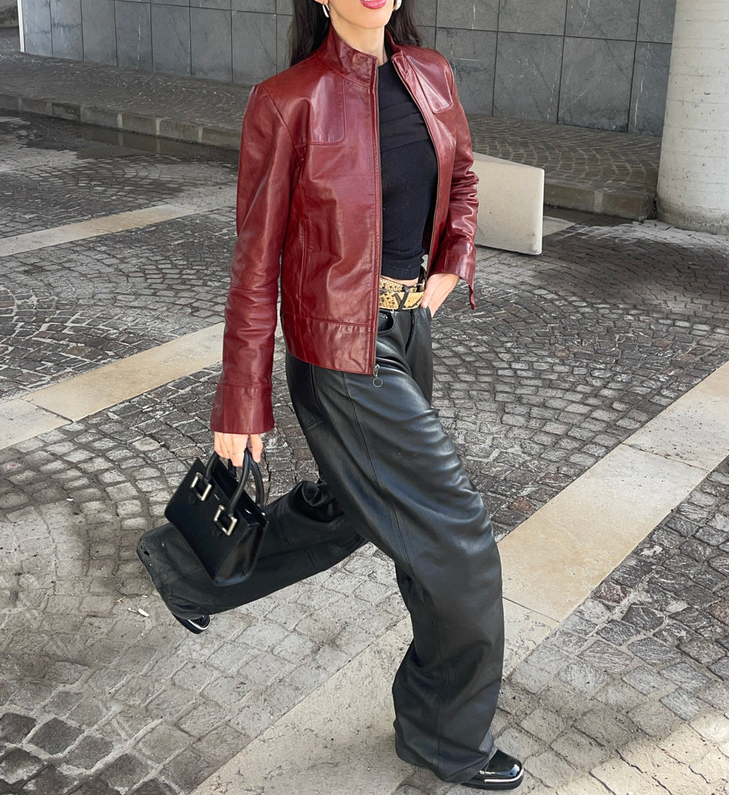 Red leather jacket