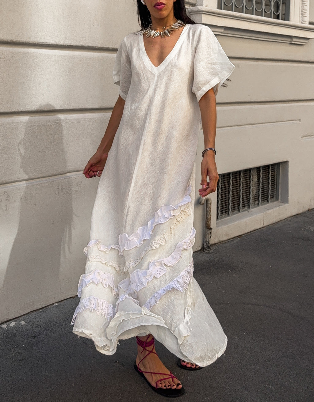 100 linen white dress